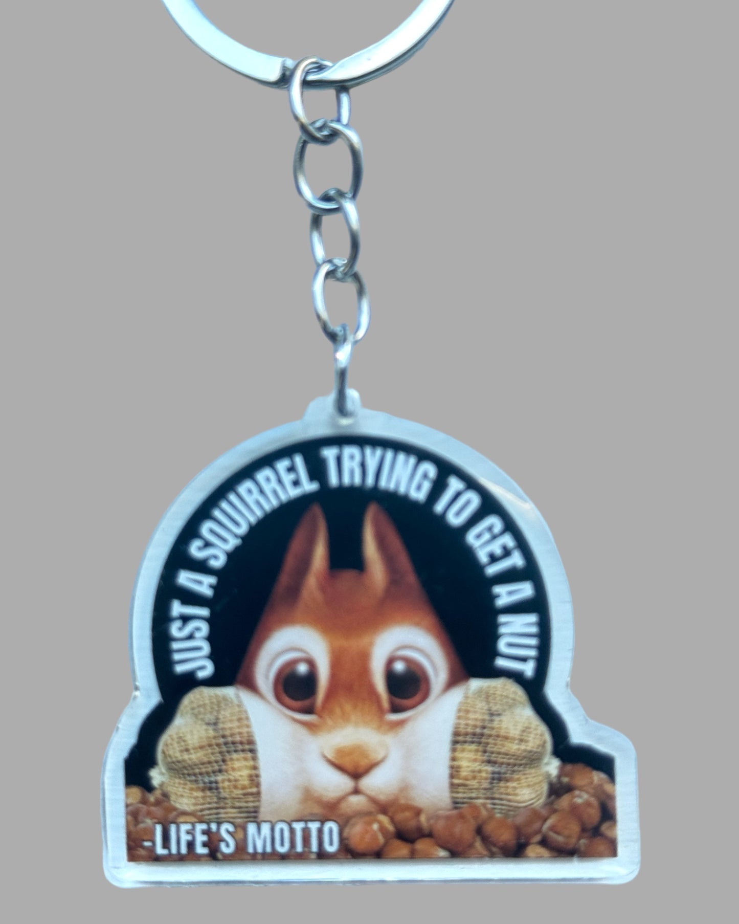 Squirrel wildlife acrylic keychain, Cute kawaii memorial ornament, pet portrait charm, backpack fob, dad car décor, stocking stuffer, birthday gift