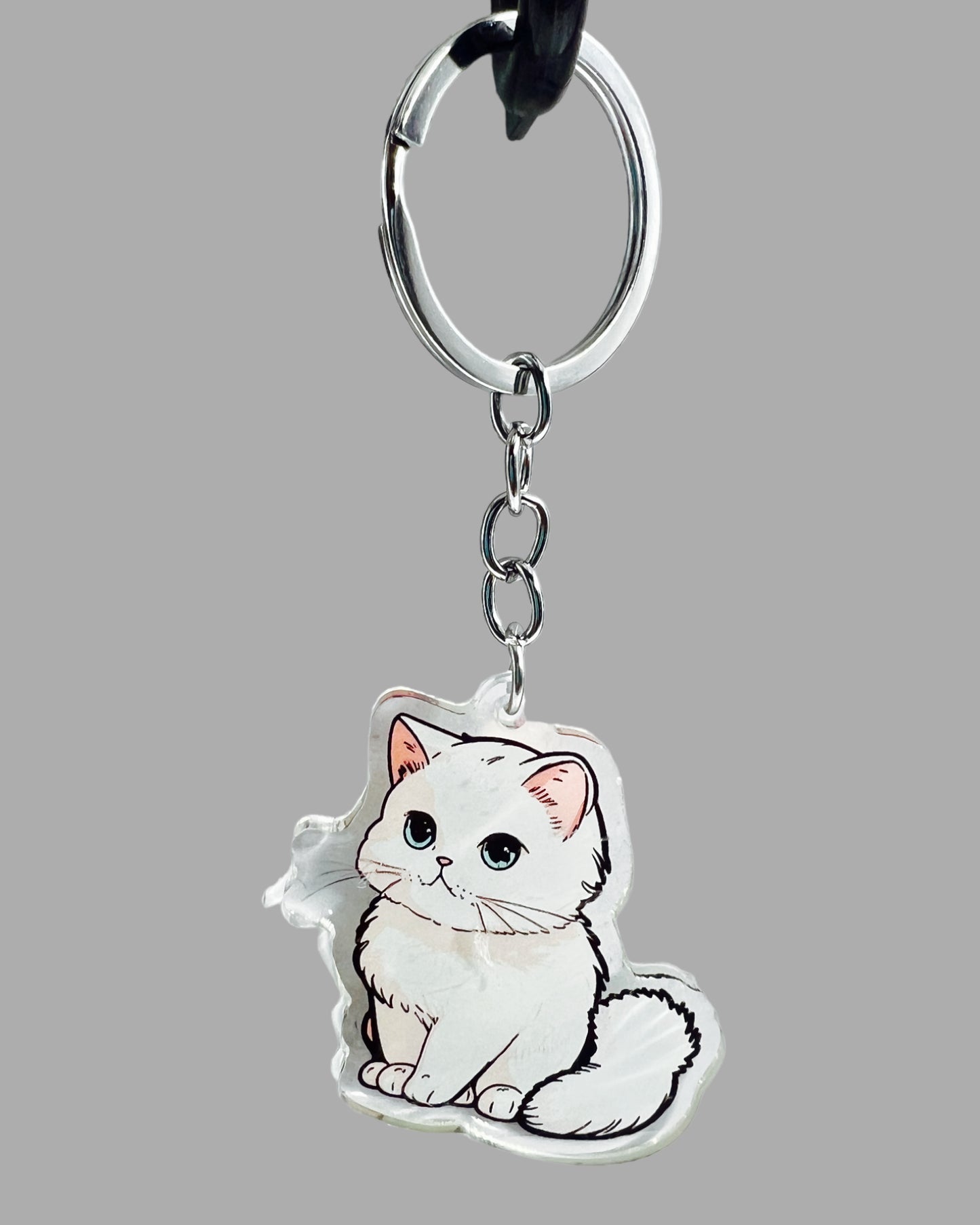 Persian Cat Acrylic Keychain, Cute kawaii memorial ornament, pet portrait charm, backpack fob, dad car décor, stocking stuffer, birthday gift