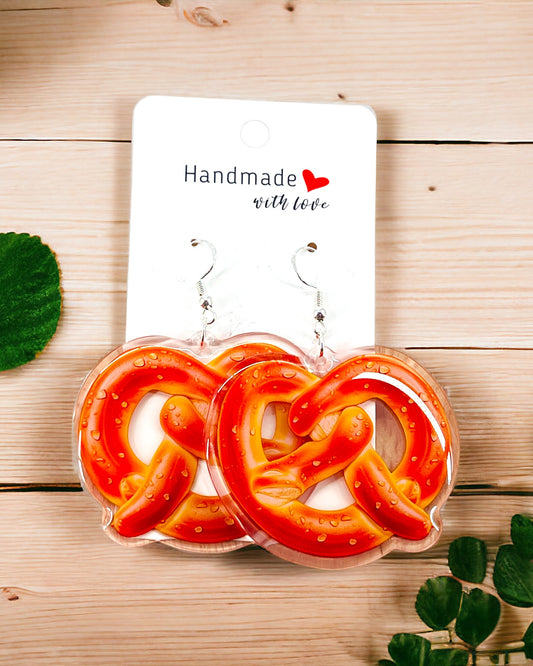 Pretzel Food Earrings Waterproof Weird  Fun  Cool Quirky Acrylic earrings, Bakers Gift, Best friend sister birthday gift, halloween earrings