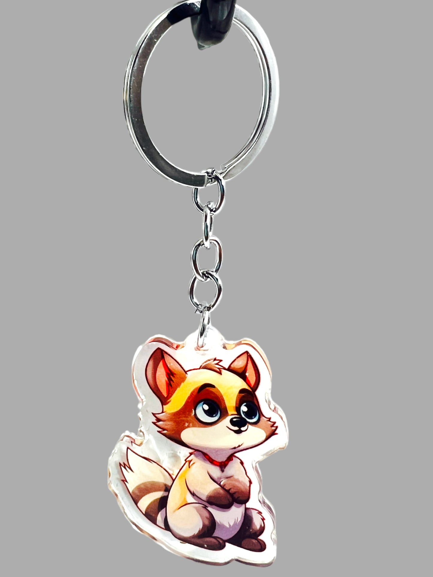 Raccoon Acrylic Keychain, Wildlife Cute kawaii memorial ornament, pet portrait charm, backpack fob, dad car décor, stocking stuffer, birthday gift