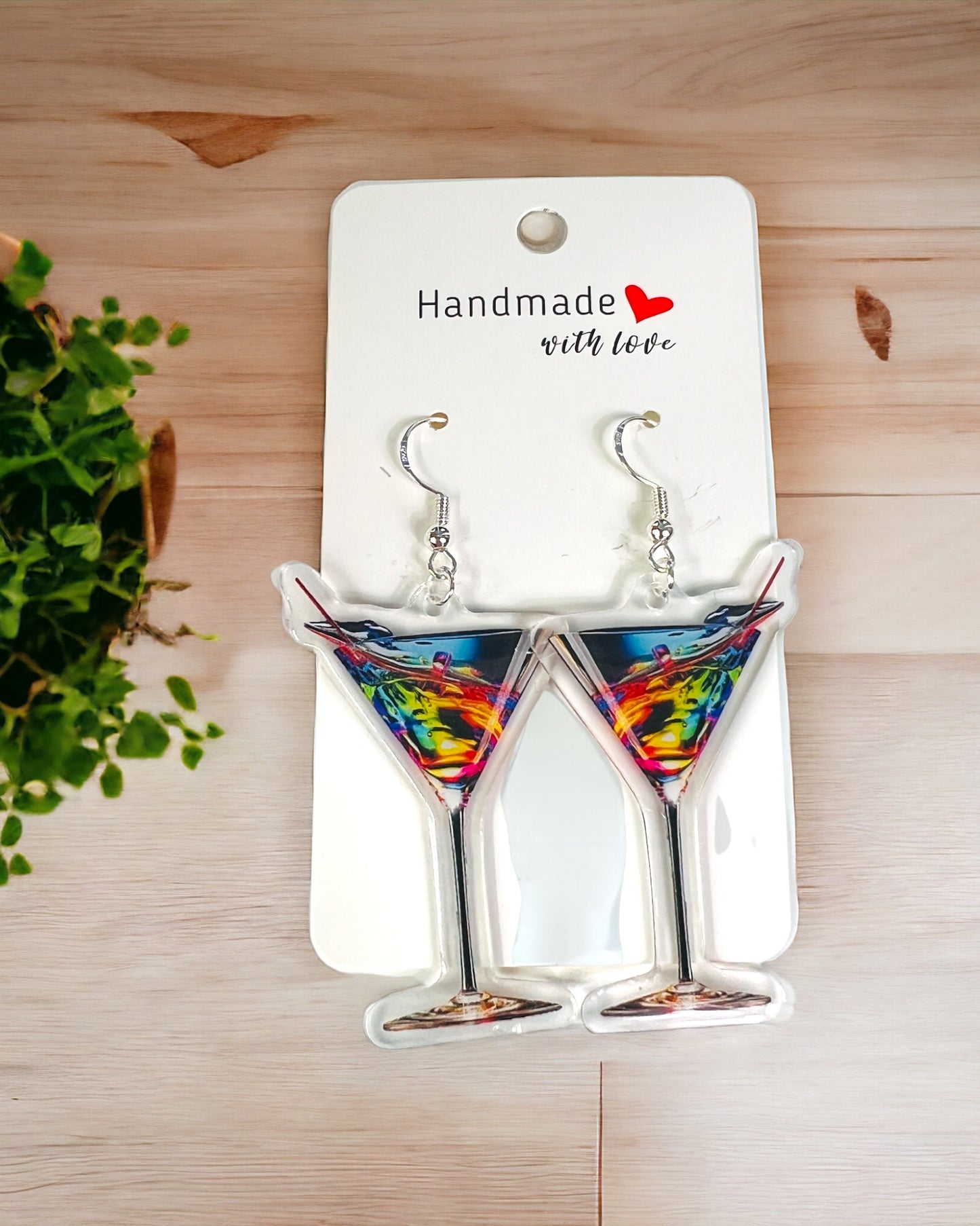 Wine Glass Acrylic earrings, funky weird quirky earrings, cool funny  gift for her, birthday gift,  Christmas stocking stuffer