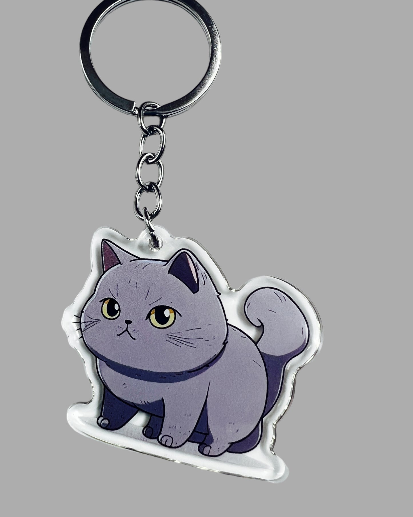 Scottish Fold Cat Acrylic Keychain, Cute kawaii memorial ornament, pet portrait charm, backpack fob, dad car décor, stocking stuffer, birthday gift