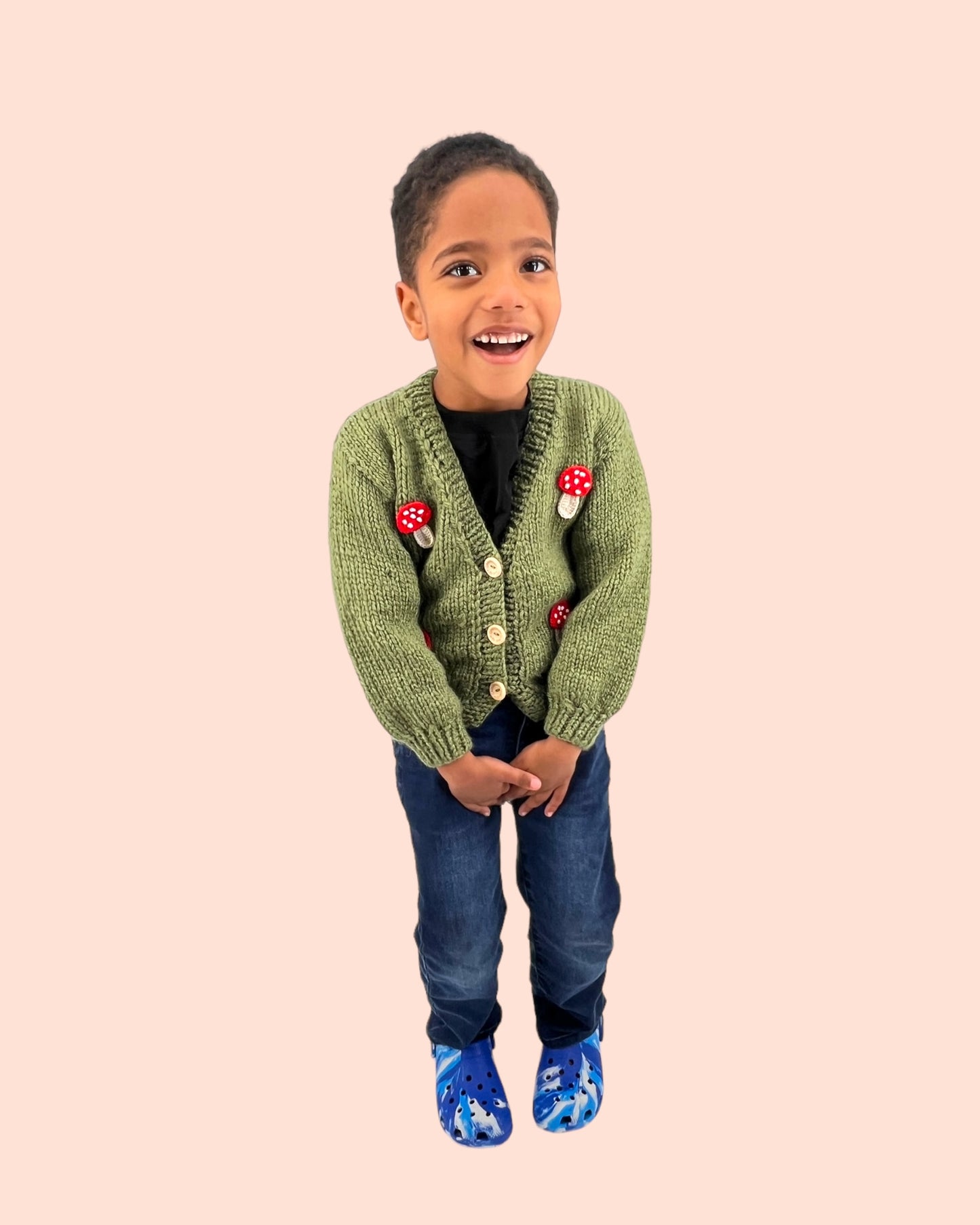 Mushroom green Kids Cardigan Sweater