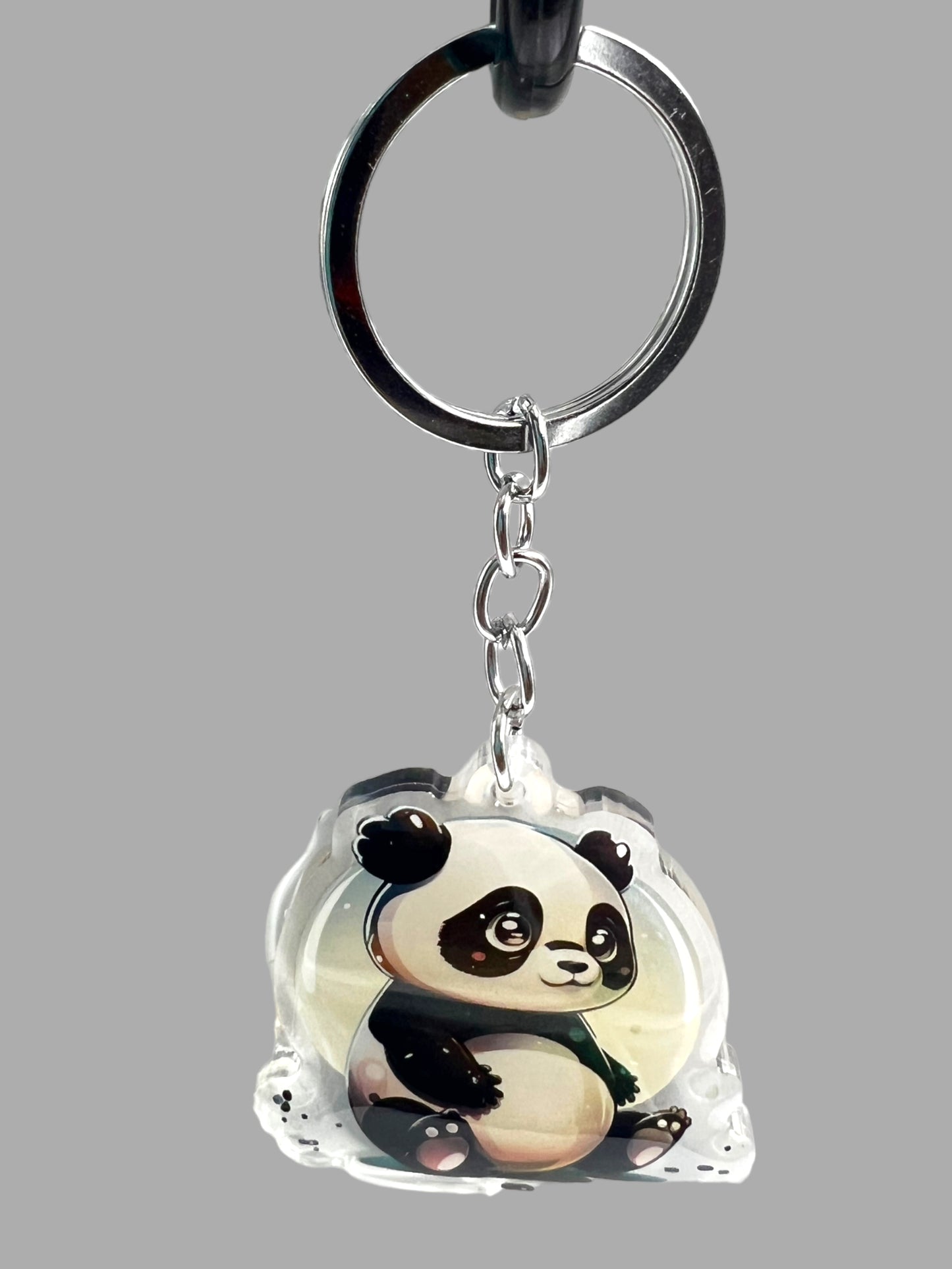 Panda Acrylic Keychain, Wildlife Cute kawaii memorial ornament, pet portrait charm gift backpack fob, dad car décor, first day of school gift