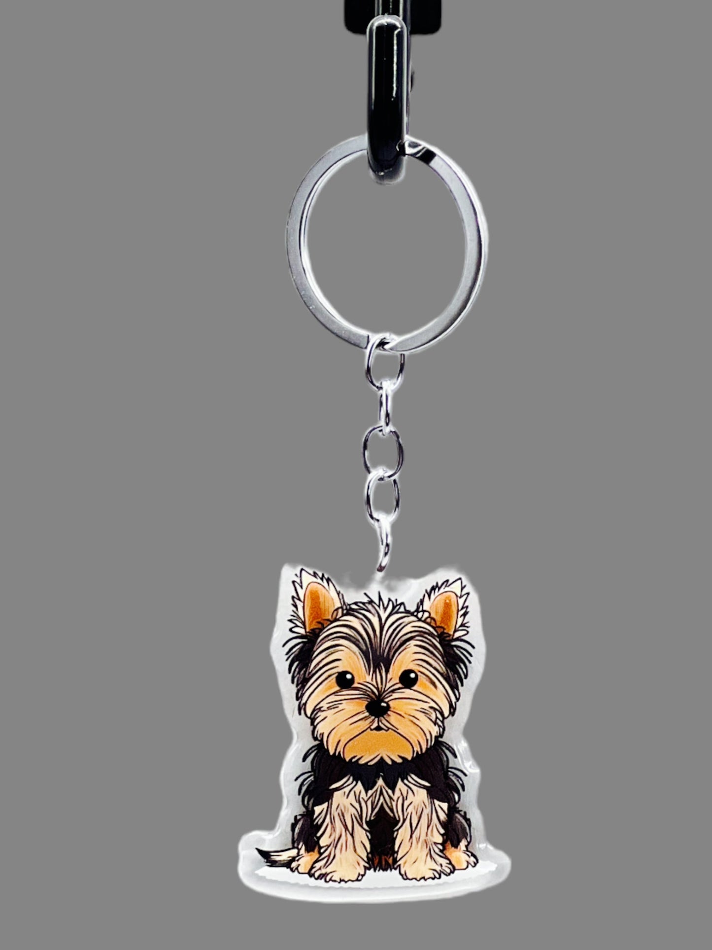 Yorkshire Terrier Dog Acrylic Keychain, Cute kawaii memorial ornament, pet portrait charm gift, backpack photo fob, dad car décor, dog mom gift