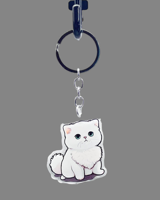 Persian Cat Acrylic Keychain, Cute kawaii memorial ornament, pet portrait charm, backpack fob, dad car décor, stocking stuffer, birthday gift