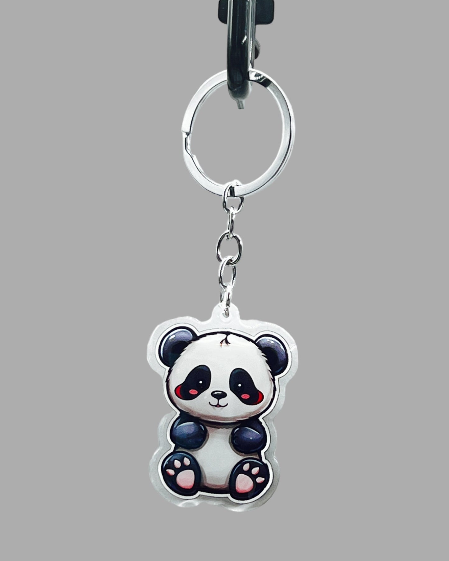 Panda Bear Acrylic Keychain, Wildlife Cute kawaii memorial ornament, pet portrait charm gift backpack fob, dad car décor, first day of school gift