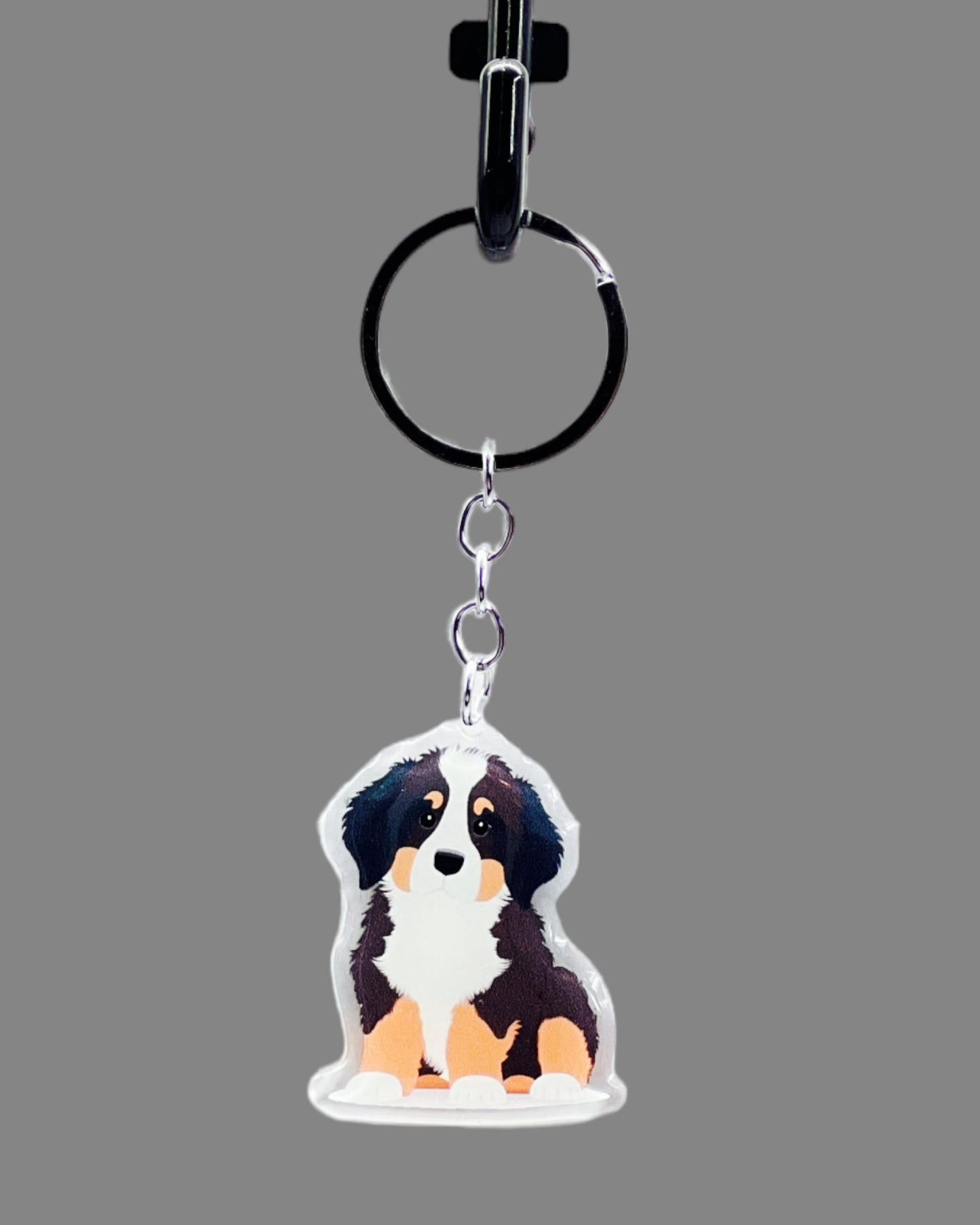 Bernese Mountain Dog Acrylic keychain, Cute kawaii memorial ornament, pet portrait charm gift  backpack fob, dad car décor, first day of school