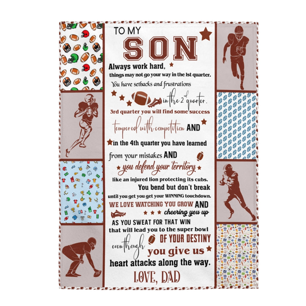 Son Football Velveteen Plush Blanket (Son From Dad)