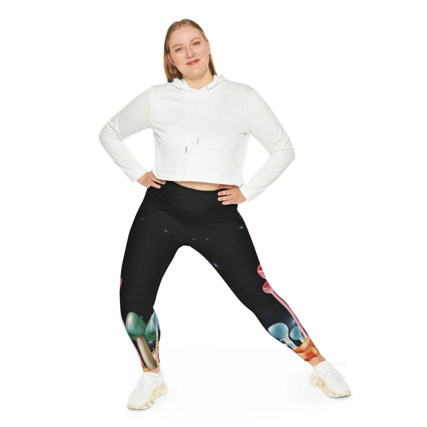 Magic Mushrooms cottagecore, Psychedelic Plus Size Leggings, One of a Kind - Unique Workout Activewear tights ,Mothers Day, Wife Christmas Gift