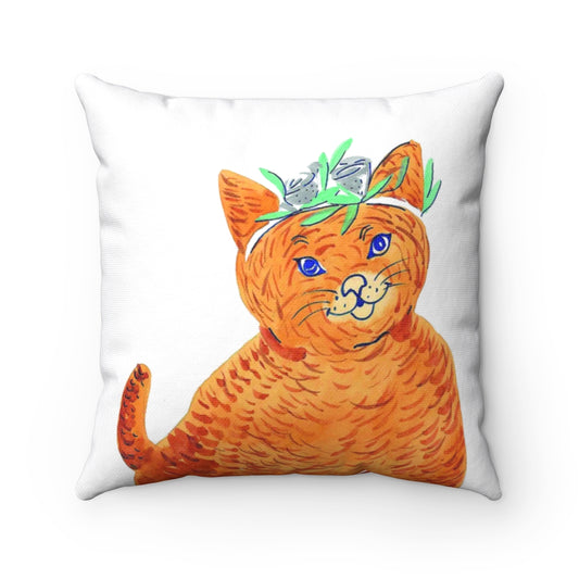 Cat watercolor Spun Polyester Square Pillow