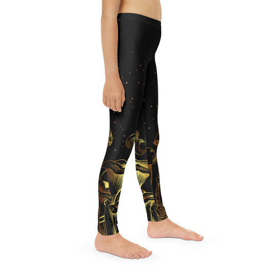 Magic Mushrooms cottagecore, Psychedelic Youth Leggings, One of a Kind - Kids Unique Workout Activewear tights , Daughter, Niece Christmas Gift