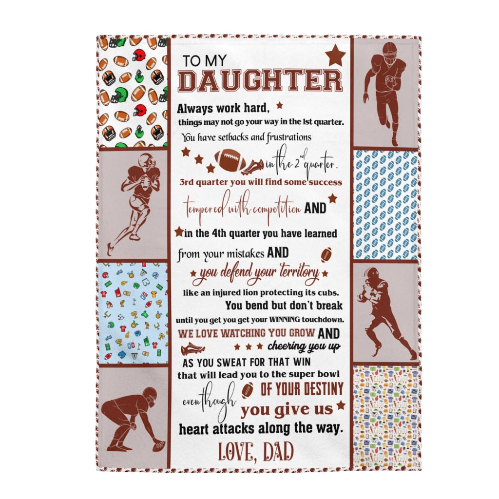 Daughter Football Velveteen Plush Blanket (daughter From Dad)