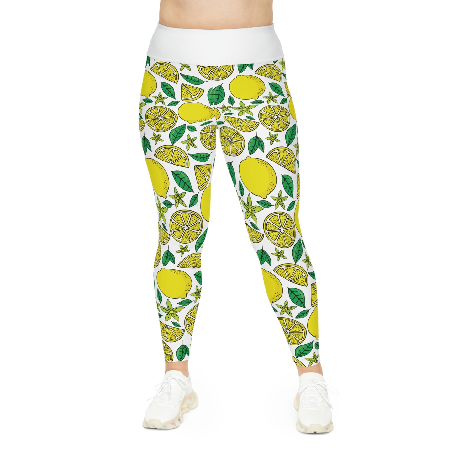 Lemon Summer Plus Size Leggings One of a Kind Gift - Unique Workout Activewear tights for Mom fitness, Mothers Day, Girlfriend Christmas Gift