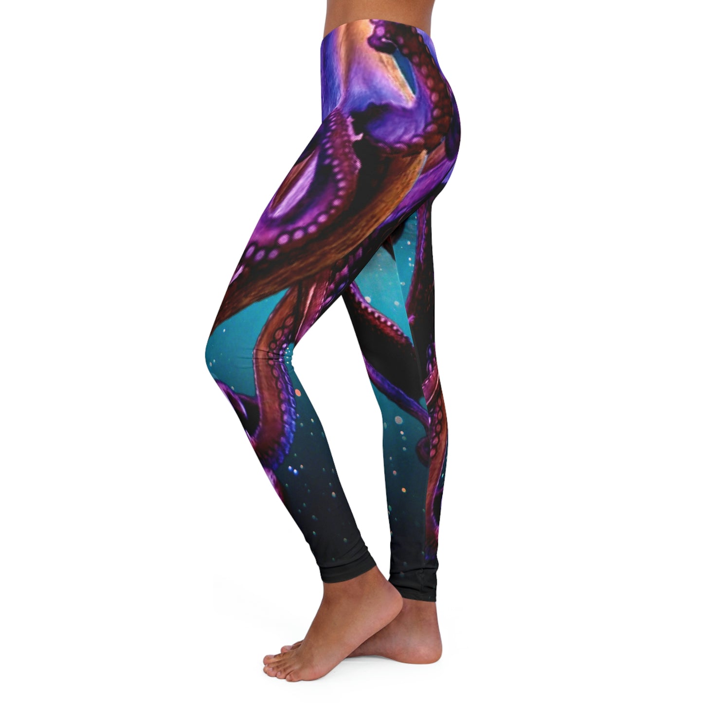 Octopus Beach Plus Size Leggings, One of a Kind Gift - Unique Workout Activewear tights for Mom fitness, Mothers Day, Girlfriend Christmas Gift