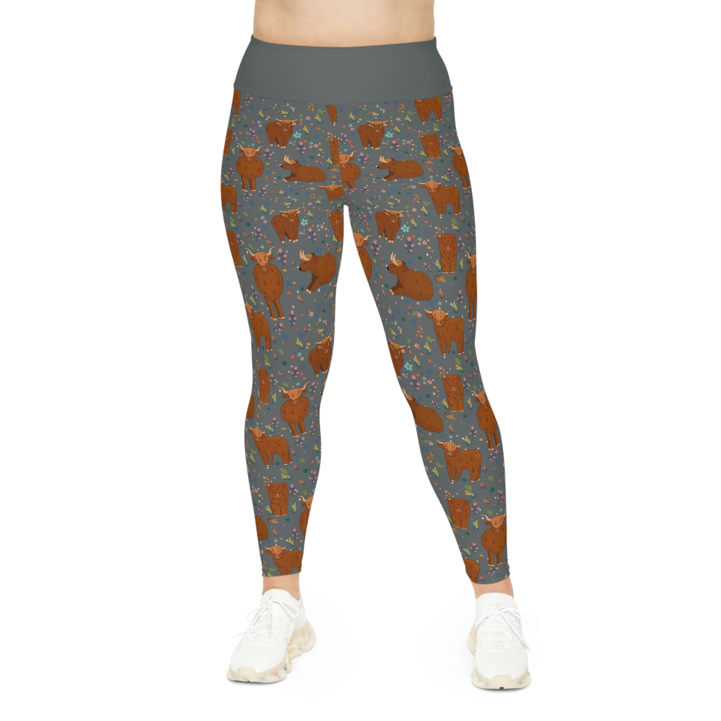 Highland cows Plus Size Leggings, animal kingdom, One of a Kind Workout Activewear for Wife Fitness, Girlfriend mom and me tights Christmas Gift