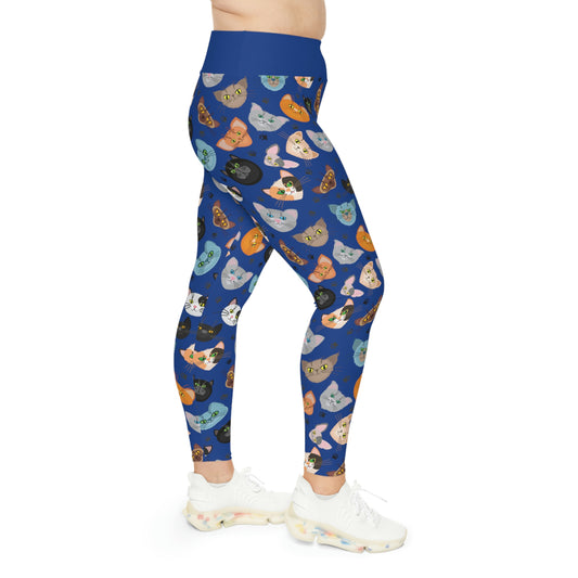 Cat Mom Plus Size Leggings One of a Kind Gift - Unique Workout Activewear tights for Mom fitness, Mothers Day, Girlfriend Christmas Gift