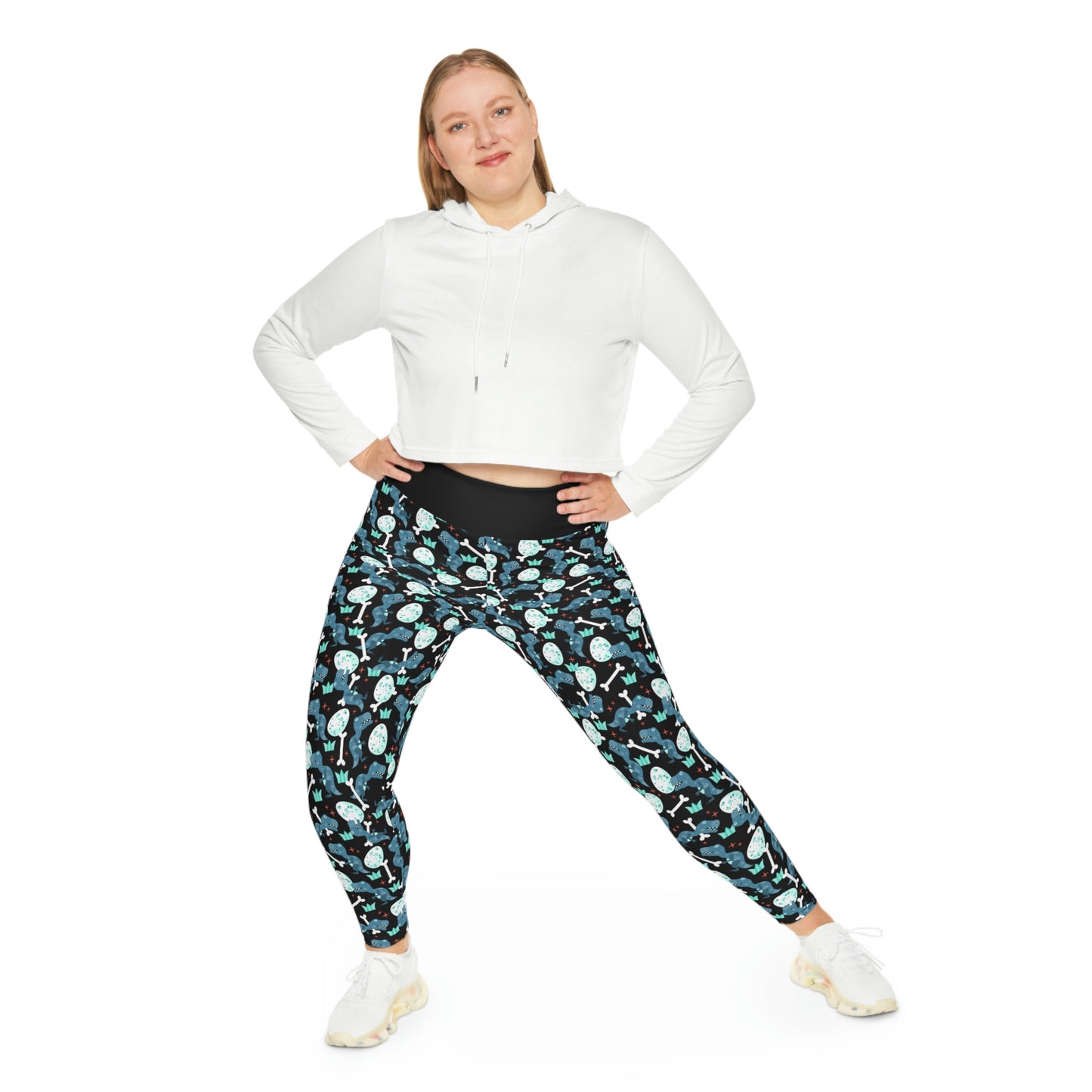 Plus Size Dinosaur Trex Jurassic Park Leggings, One of a Kind - Workout Activewear tights for Wife, Best Friend . Mothers Day or Christmas Gift