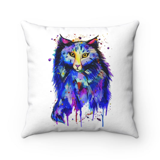 Cat watercolor Spun Polyester Square Pillow