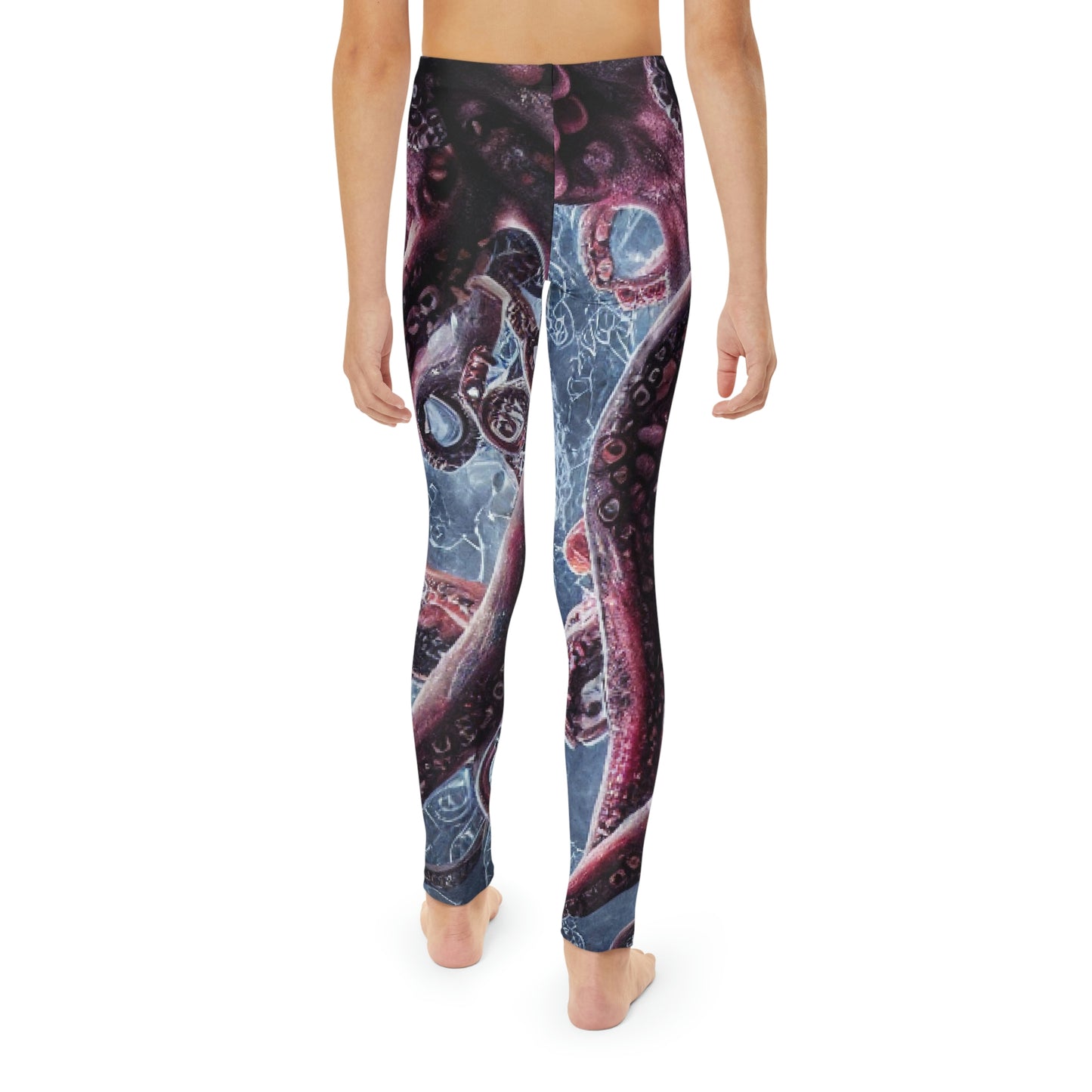 Octopus Beach Youth Leggings, One of a Kind Gift - Unique Workout Activewear tights for kids fitness, Daughter, Niece Christmas Gift