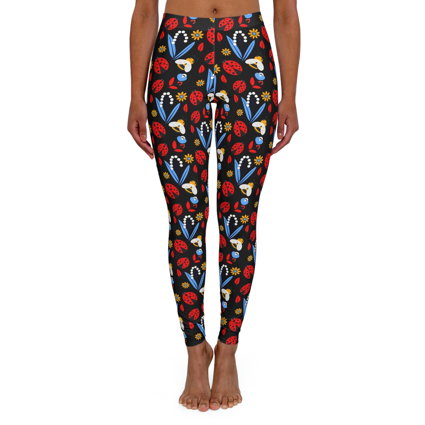 Ladybugs Cute Summer Women Leggings, One of a Kind Gift - Unique Workout Activewear tights for Wife, Girlfriend, Mothers Day Gift