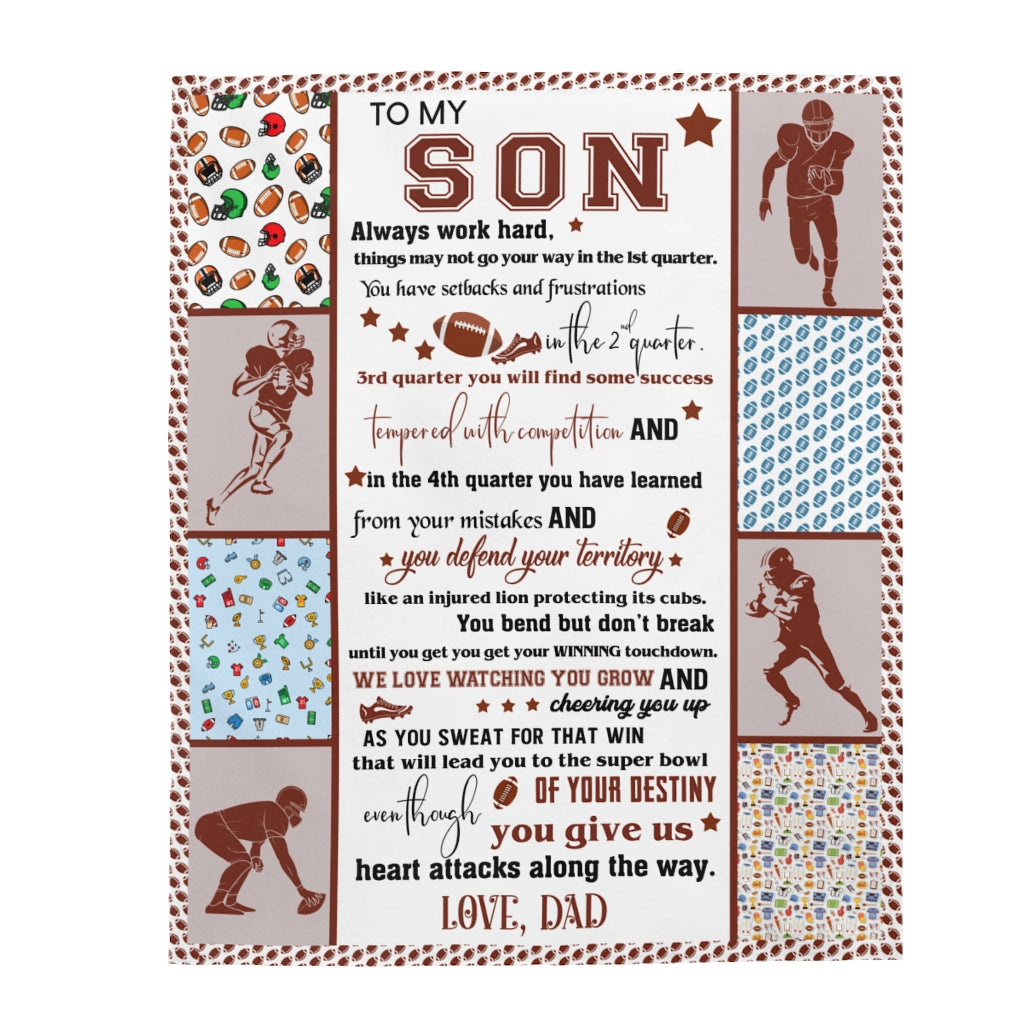 Son Football Velveteen Plush Blanket (Son From Dad)