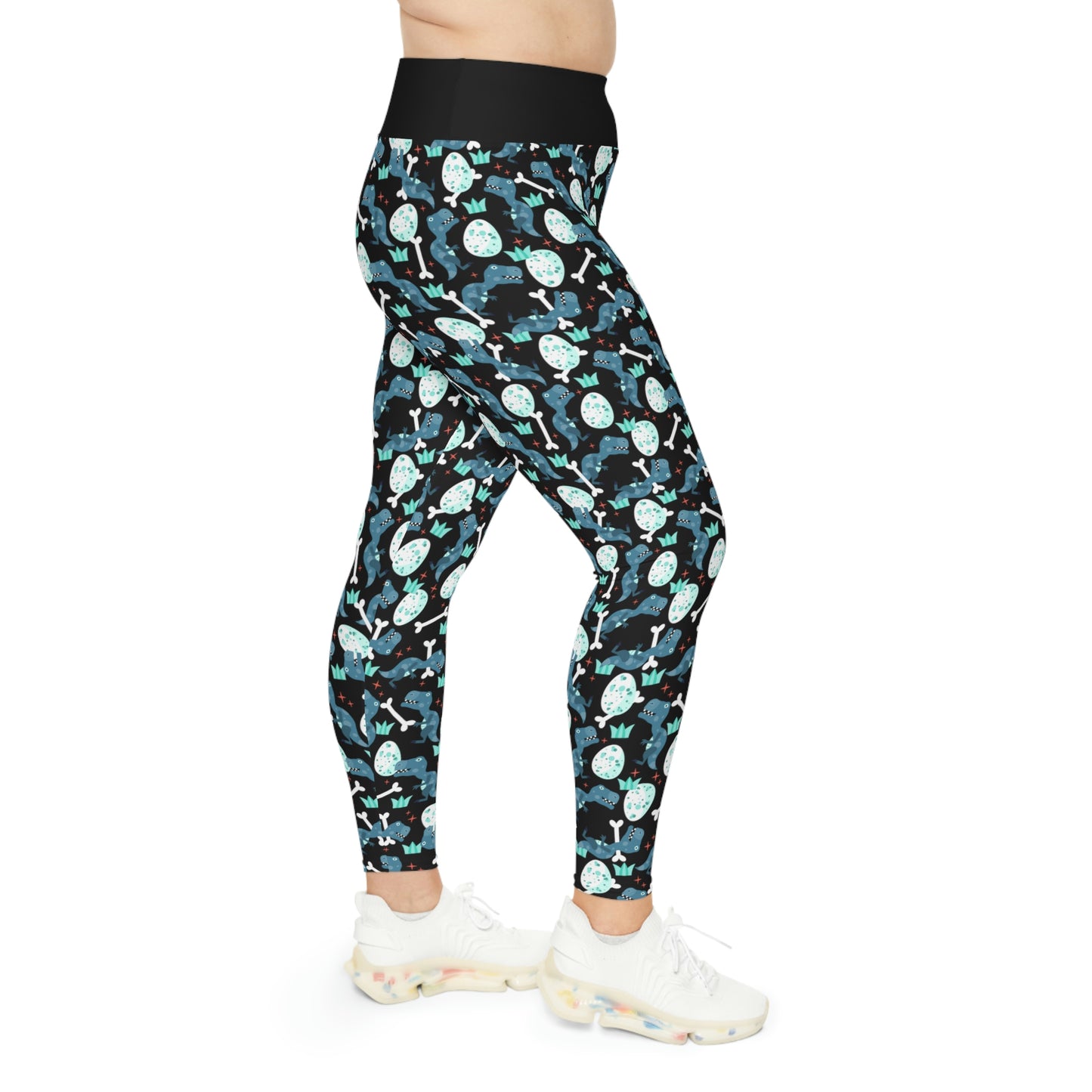 Plus Size Dinosaur Trex Jurassic Park Leggings, One of a Kind - Workout Activewear tights for Wife, Best Friend . Mothers Day or Christmas Gift