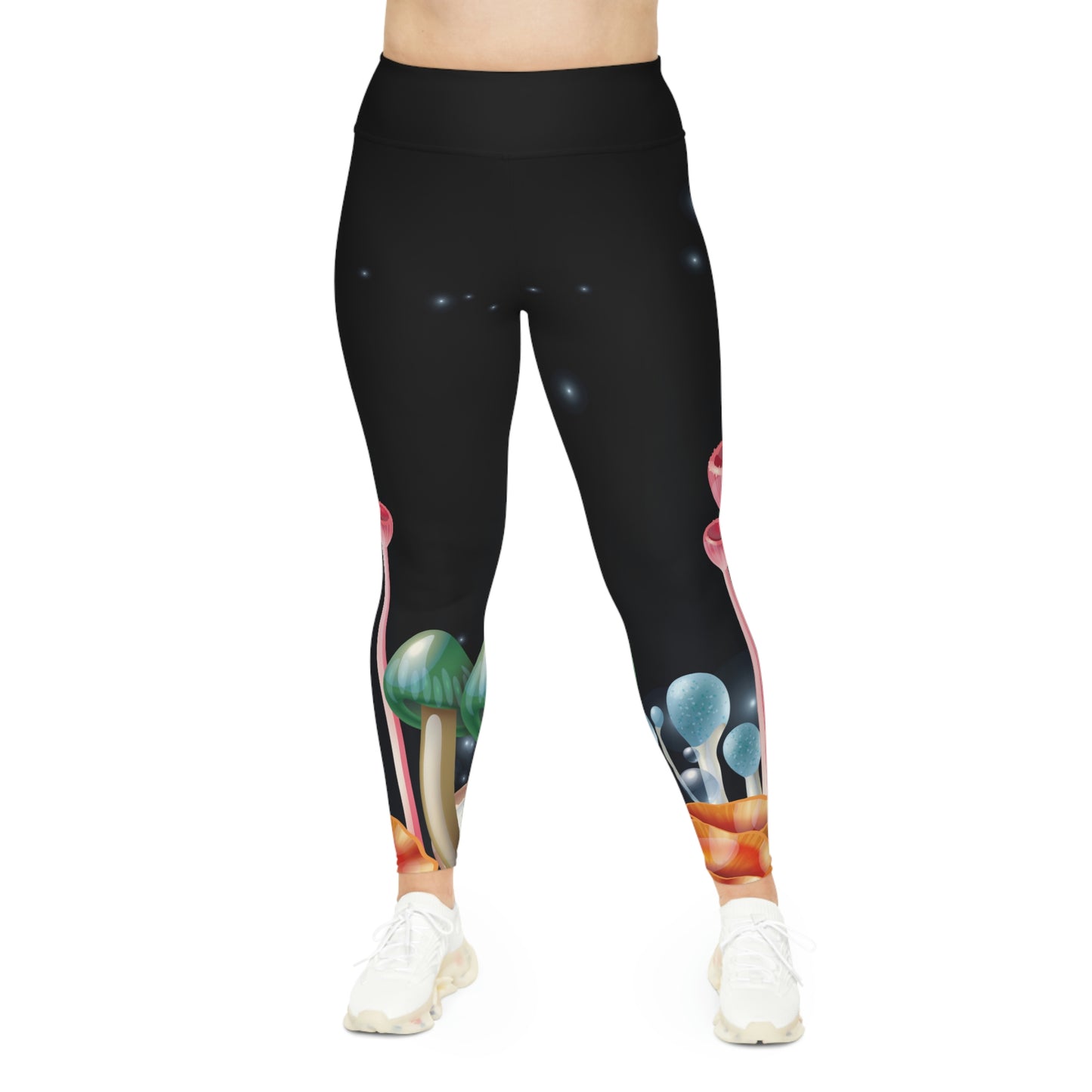 Magic Mushrooms cottagecore, Psychedelic Plus Size Leggings, One of a Kind - Unique Workout Activewear tights ,Mothers Day, Wife Christmas Gift