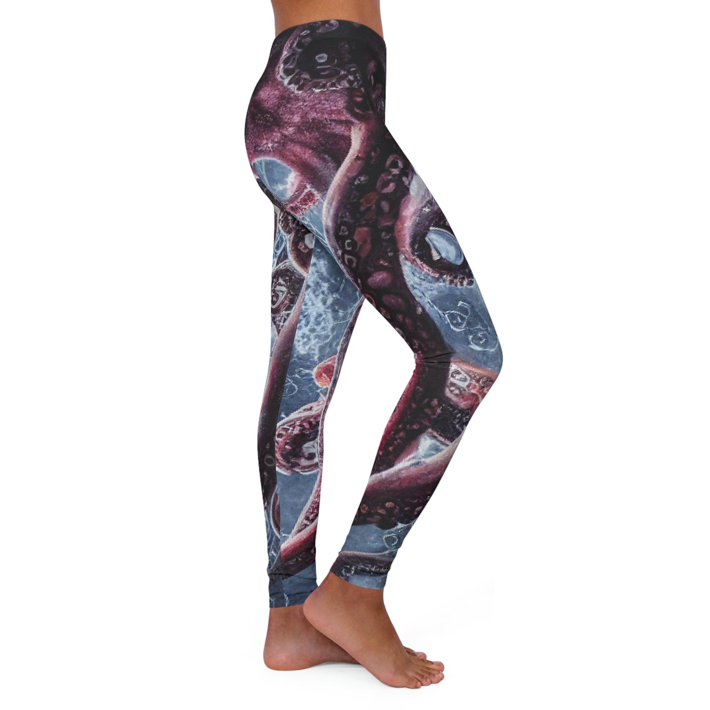 Octopus Beach Plus Size Leggings, One of a Kind Gift - Unique Workout Activewear tights for Mom fitness, Mothers Day, Girlfriend Christmas Gift