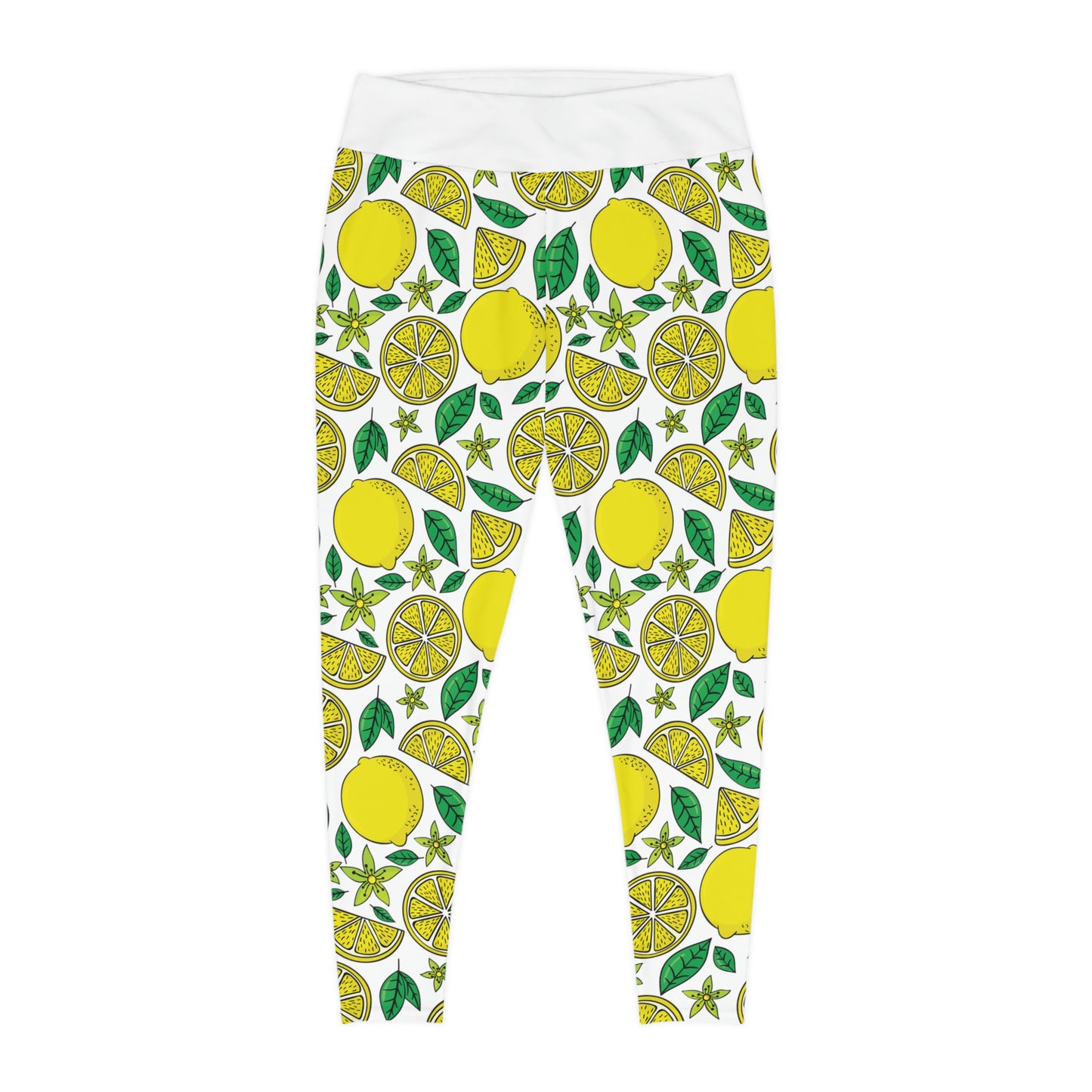 Lemon Summer Plus Size Leggings One of a Kind Gift - Unique Workout Activewear tights for Mom fitness, Mothers Day, Girlfriend Christmas Gift