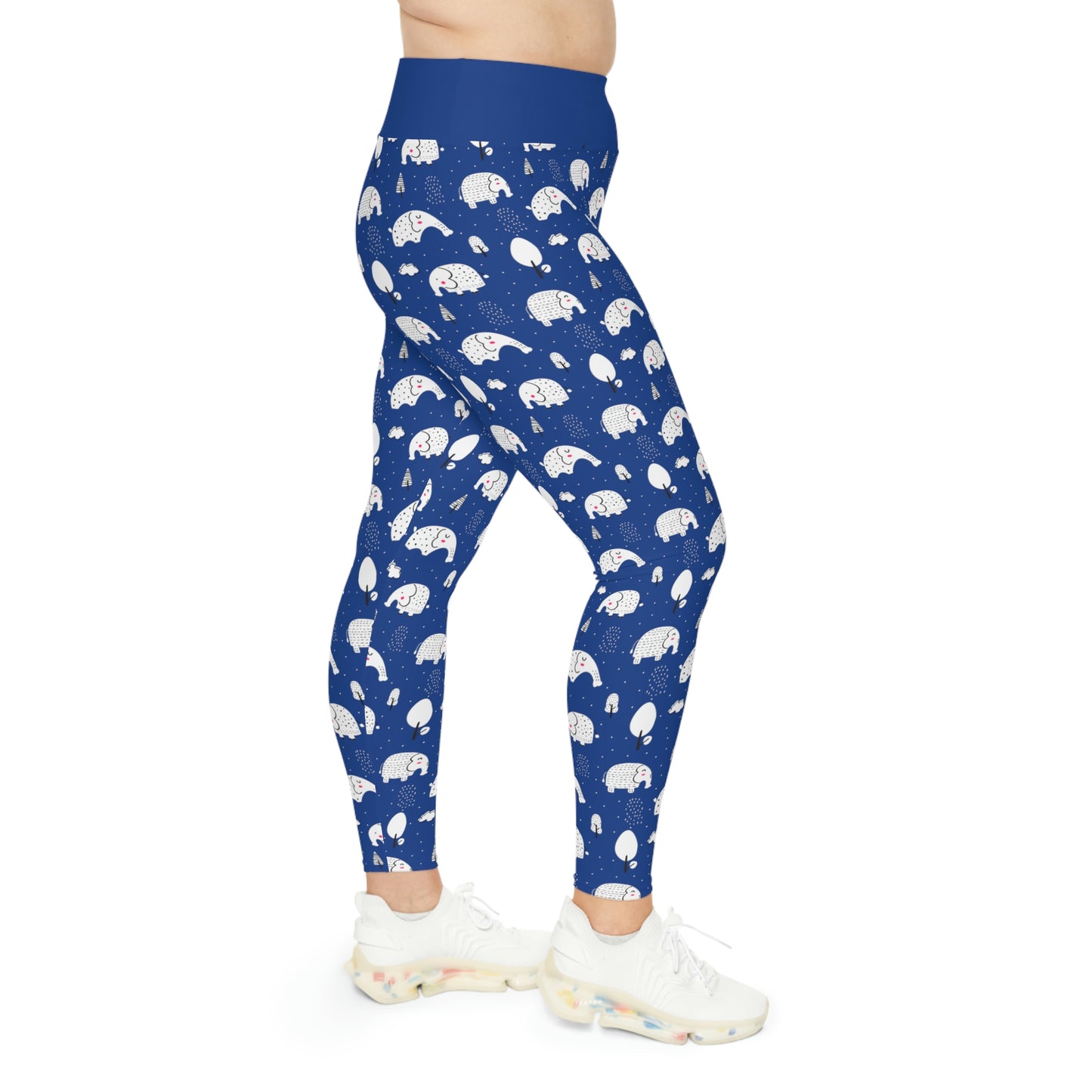 Elephant Safari Animal Plus Size Leggings One of a Kind Unique Workout Activewear tights for Mom fitness, Mothers Day, Girlfriend Christmas Gift