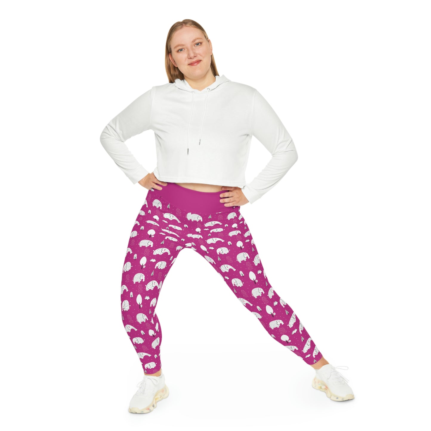 Elephant Safari Plus Size Leggings One of a Kind Gift - Unique Workout Activewear tights for Mom fitness, Mothers Day, Girlfriend Christmas Gift