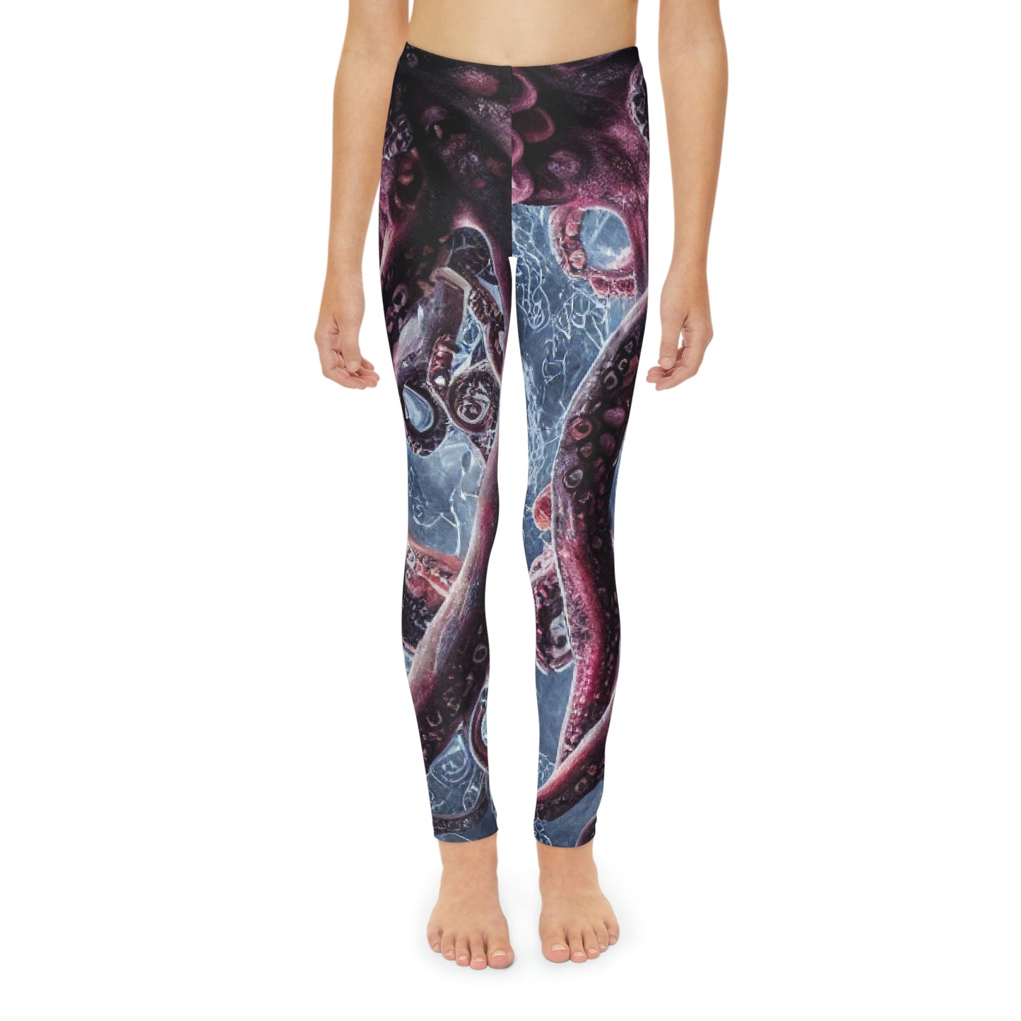 Octopus Beach Youth Leggings, One of a Kind Gift - Unique Workout Activewear tights for kids fitness, Daughter, Niece Christmas Gift