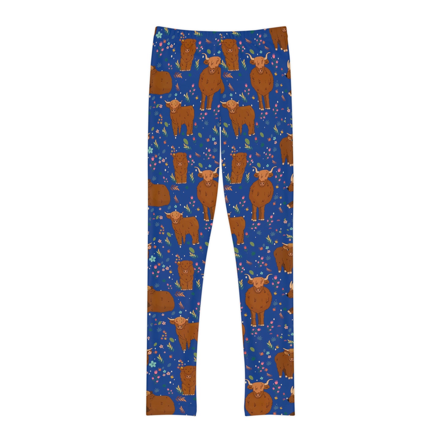 Highland Cows Cute  Farm Animal Kingdom Youth Leggings, One of a Kind Gift - Workout Activewear tights for kids, Granddaughter, Niece Christmas Gift