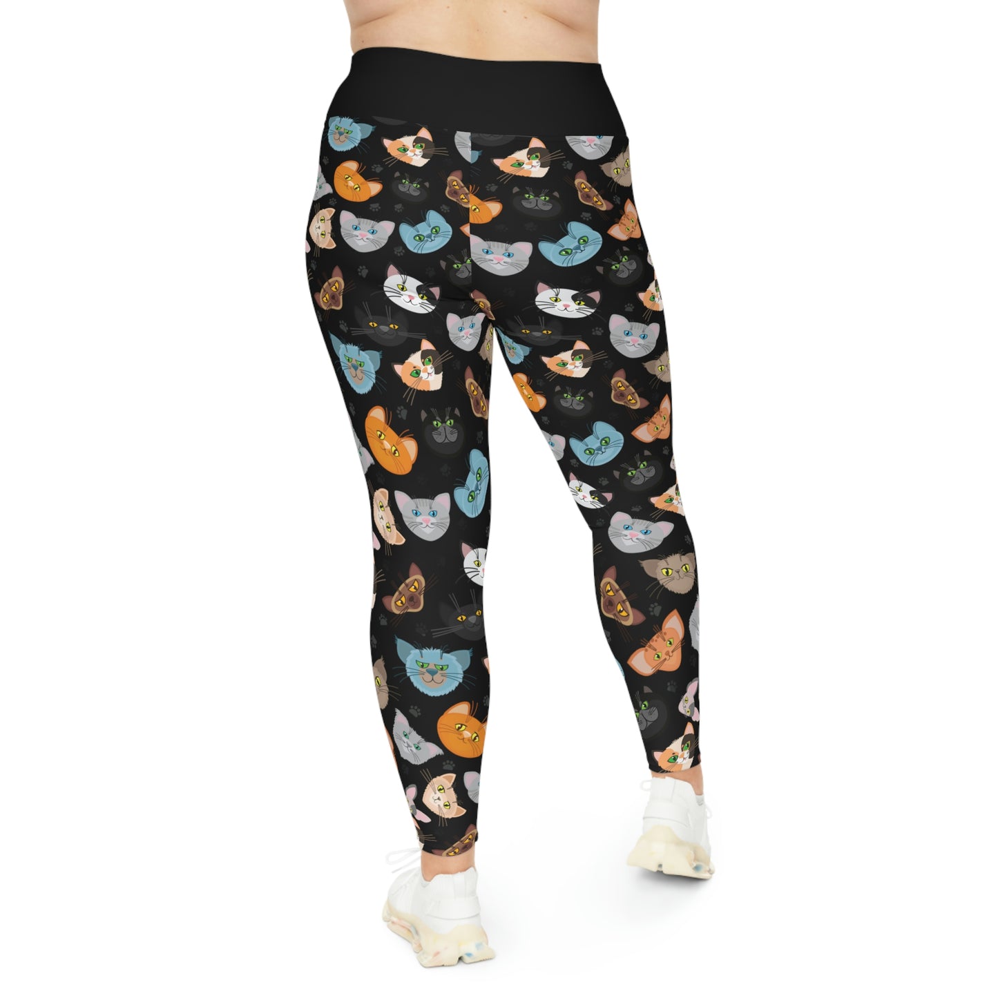 Cat Mom Plus Size Leggings One of a Kind Gift - Unique Workout Activewear tights for Mom fitness, Mothers Day, Girlfriend Christmas Gift