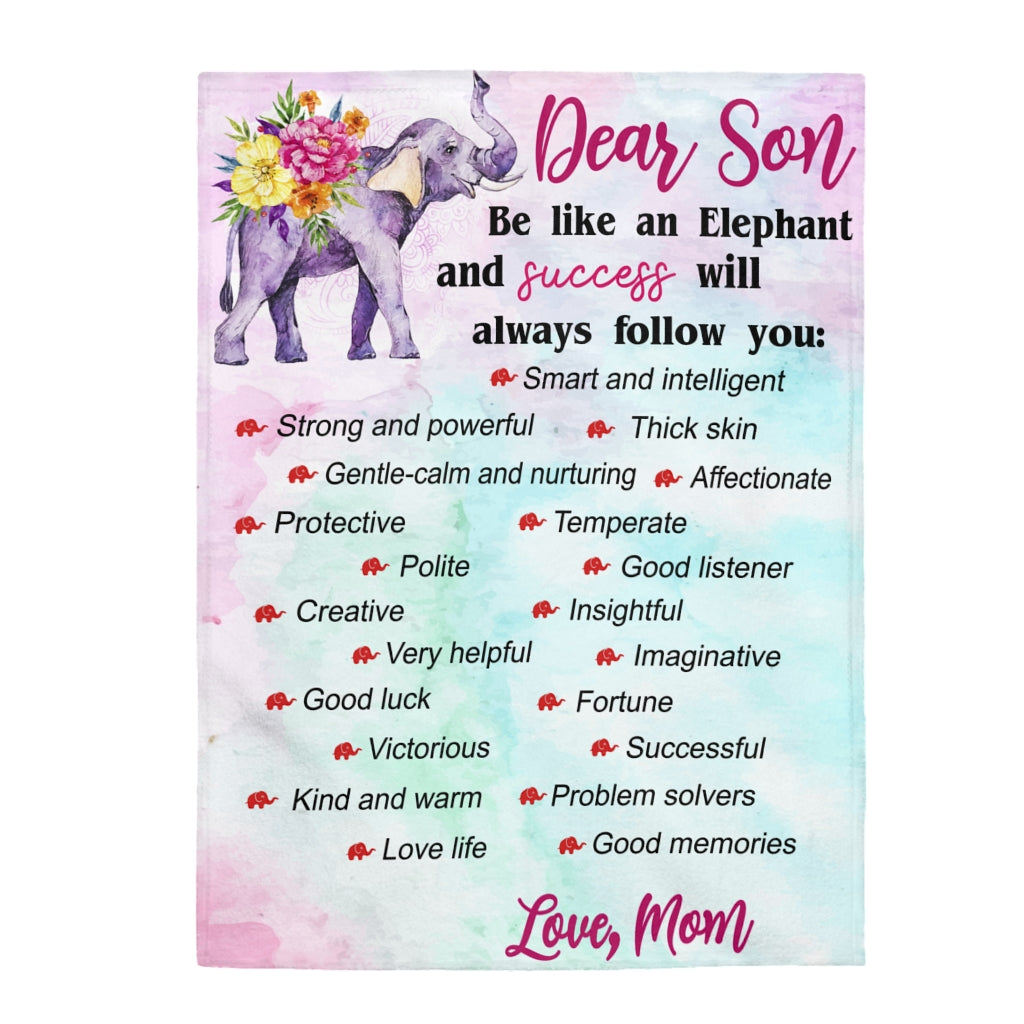 Be like an Elephant Velveteen Plush Blanket (Son from Mom)