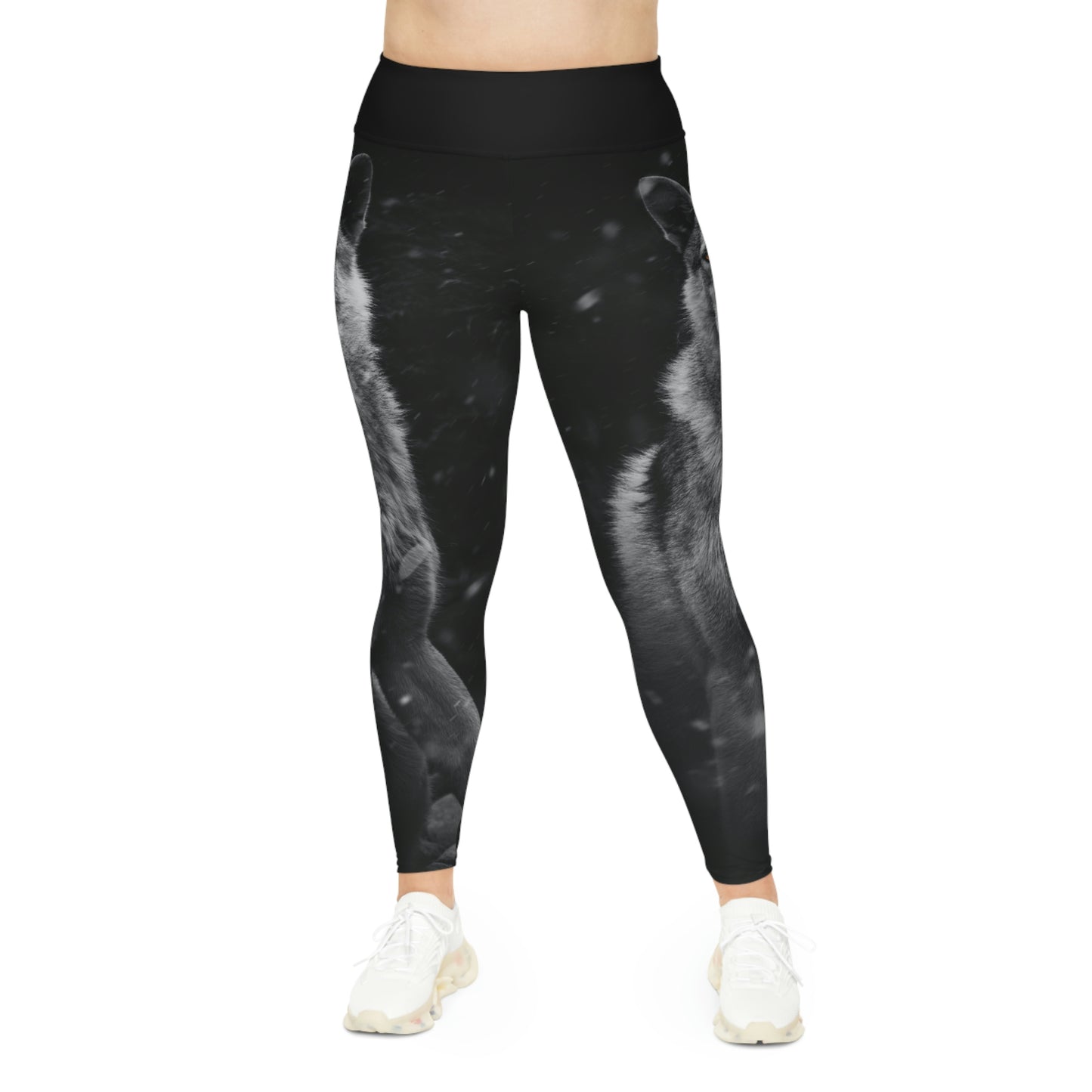 Wolf Gothic Plus Size Leggings One of a Kind Gift - Unique Workout Activewear tights for Mom fitness, Mothers Day, Girlfriend Christmas Gift