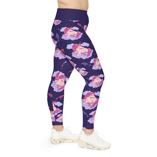 Unicorn Plus Size Leggings One of a Kind Gift - Unique Workout Activewear tights for Mom fitness, Mothers Day, Girlfriend Christmas Gift