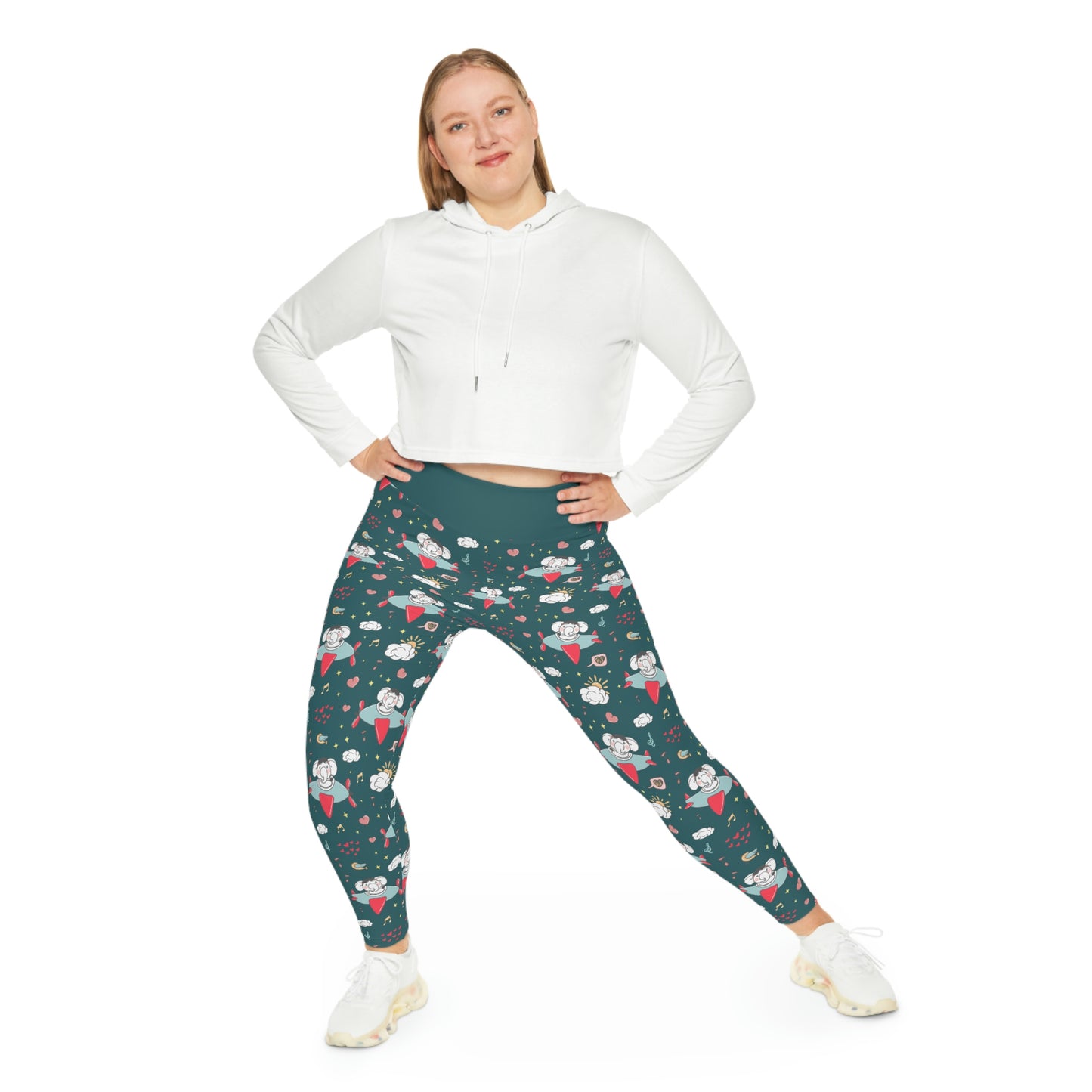 Elephant Safari Animal Plus Size Leggings One of a Kind Unique Workout Activewear tights for Mom fitness, Mothers Day, Girlfriend Christmas Gift