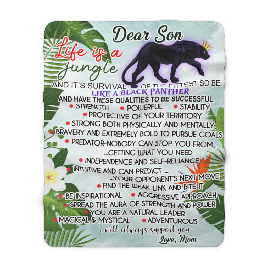 Be like a Black Panther Sherpa Fleece Blanket (Son from Mom)