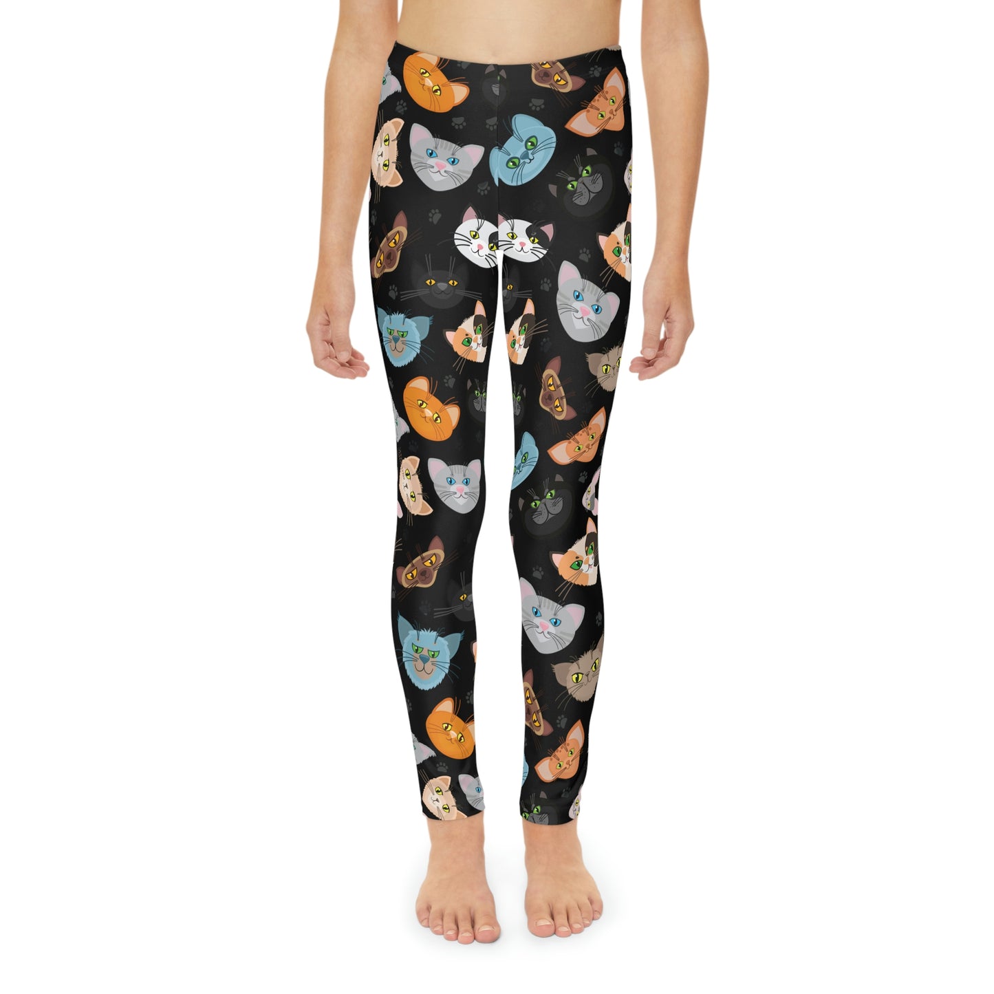 Cat Lovers Pawsome Cute Youth Leggings, One of a Kind Gift - Workout Activewear tights for kids, Granddaughter, Niece Christmas Gift