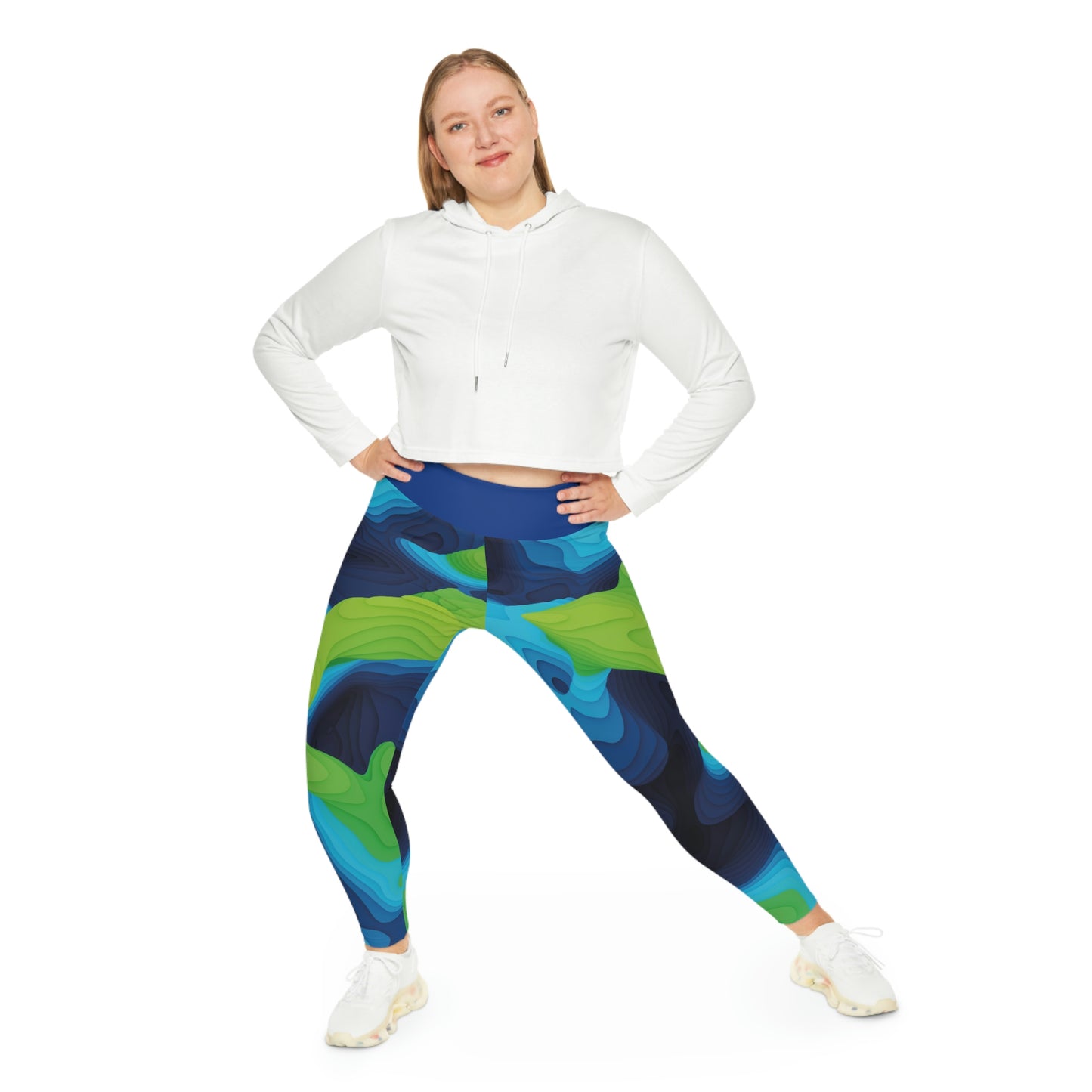 Abstract Women Plus Size Leggings,  One of a Kind Gift - Unique Workout Activewear tights for a friend Fitness Enthusiast , 3D earth . Mothers, aunt Gift