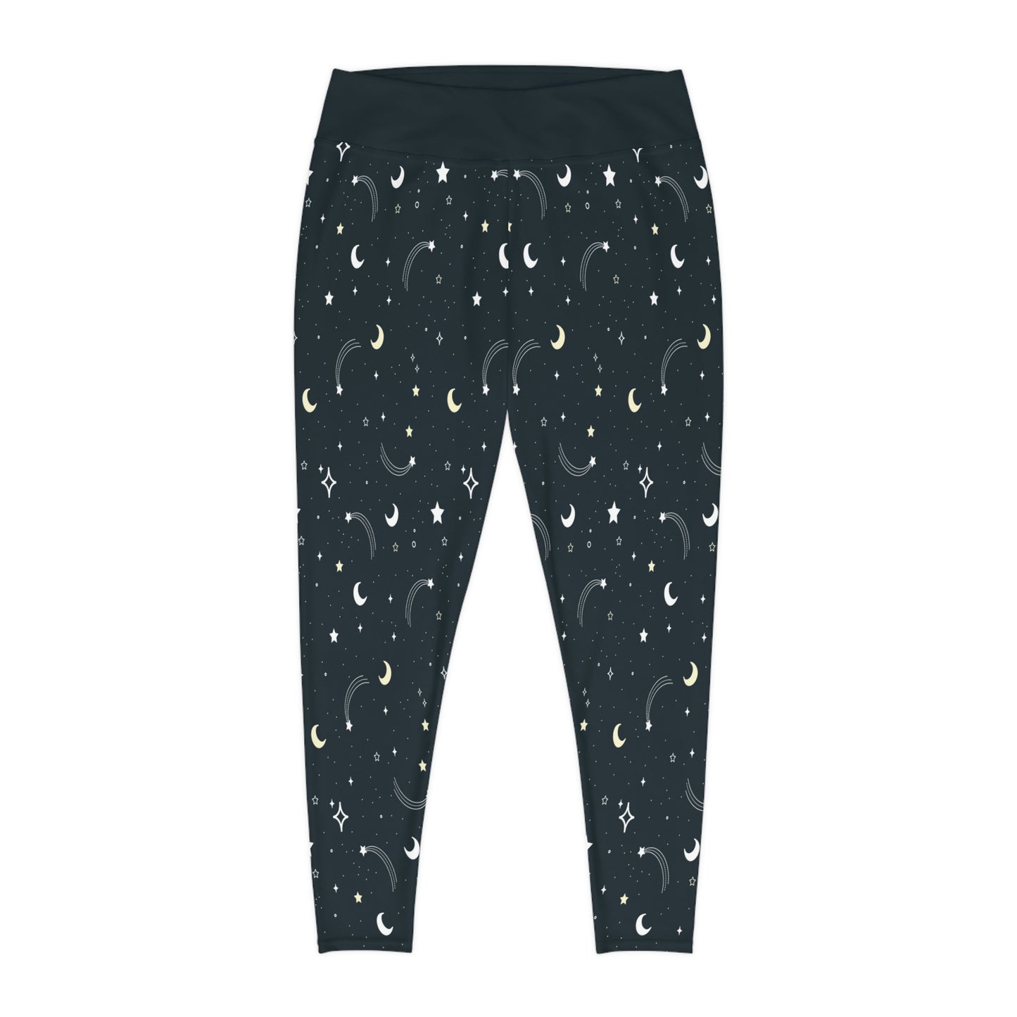 Celestial Moon Stars Plus Size Leggings One of a Kind Unique Workout Activewear tights for Mom fitness, Mothers Day, Girlfriend Christmas Gift