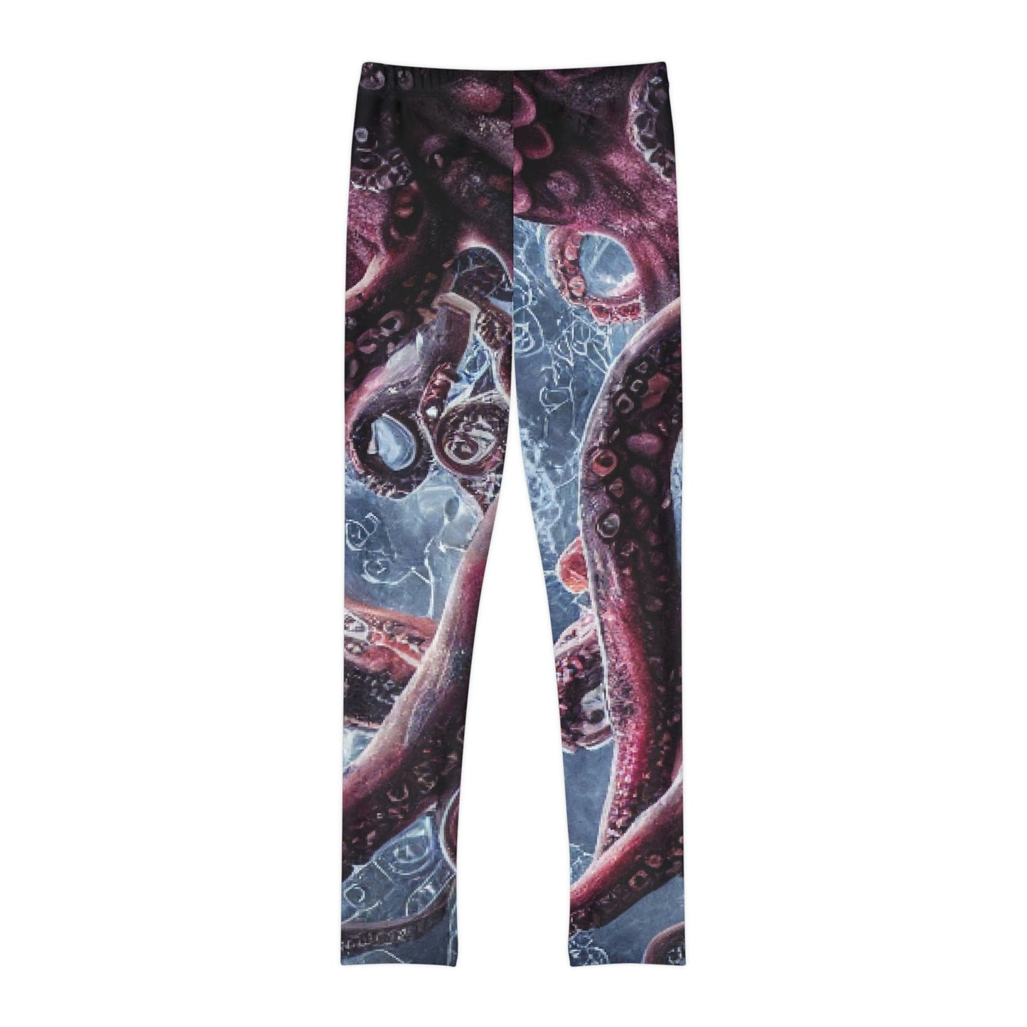 Octopus Beach Youth Leggings, One of a Kind Gift - Unique Workout Activewear tights for kids fitness, Daughter, Niece Christmas Gift