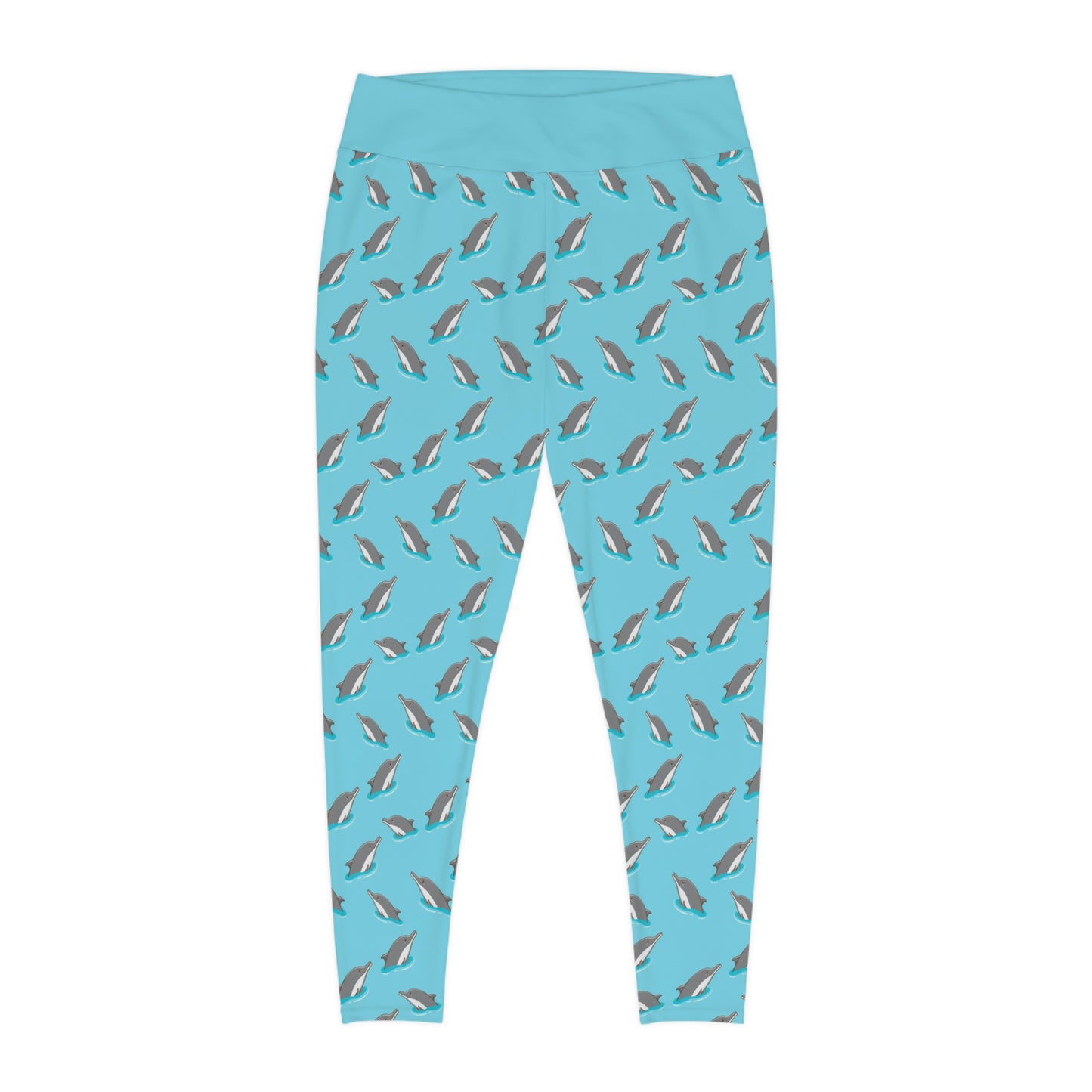 Plus Size Dolphin, Ocean, Beach Leggings, One of a Kind Gift - Unique Workout Activewear tights for kids fitness, Daughter, Niece Christmas Gift