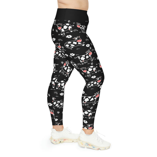 Cow Farm Animals Plus Size Leggings One of a Kind Unique Workout Activewear tights for Mom fitness, Mothers Day, Girlfriend Christmas Gift