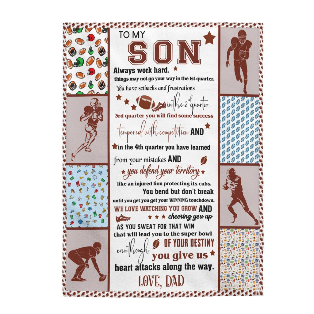 Son Football Velveteen Plush Blanket (Son From Dad)