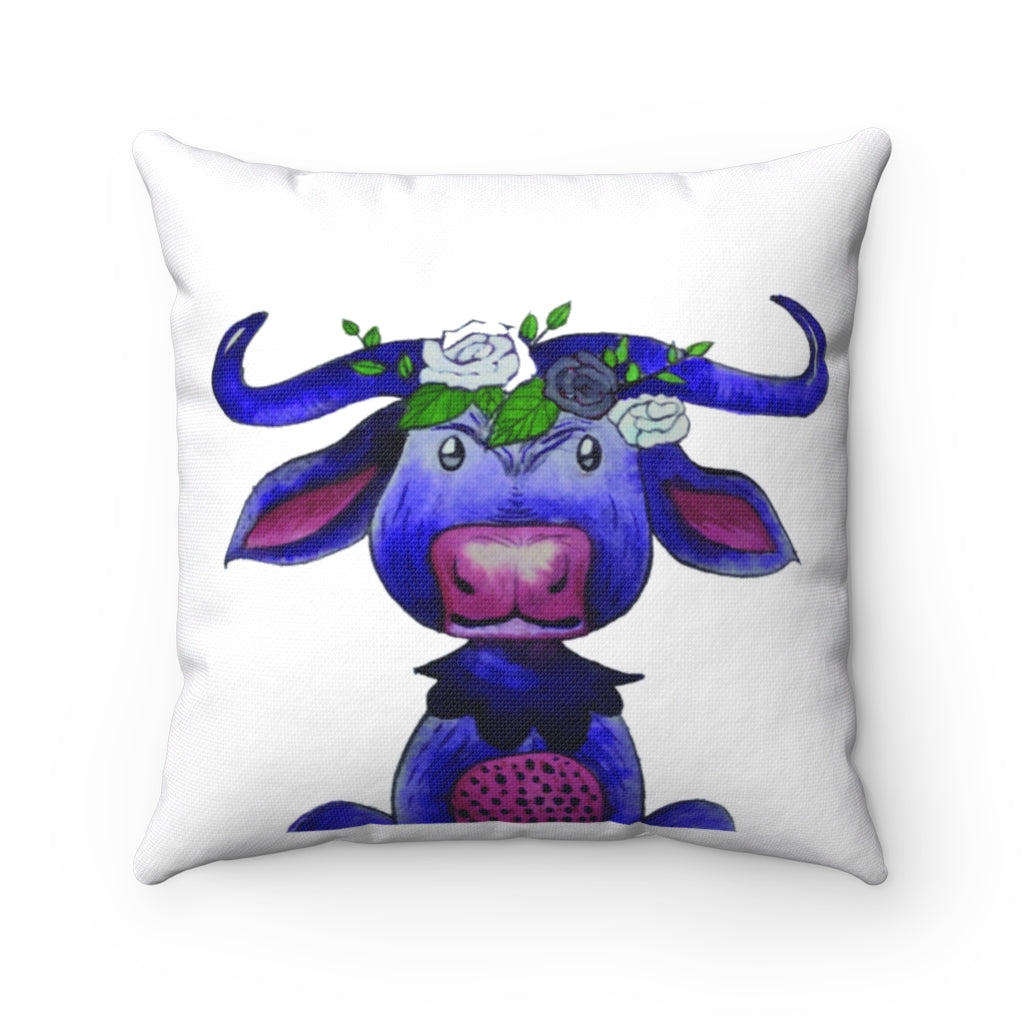 Vague Cape buffalo watercolor  Spun Polyester Square Pillow