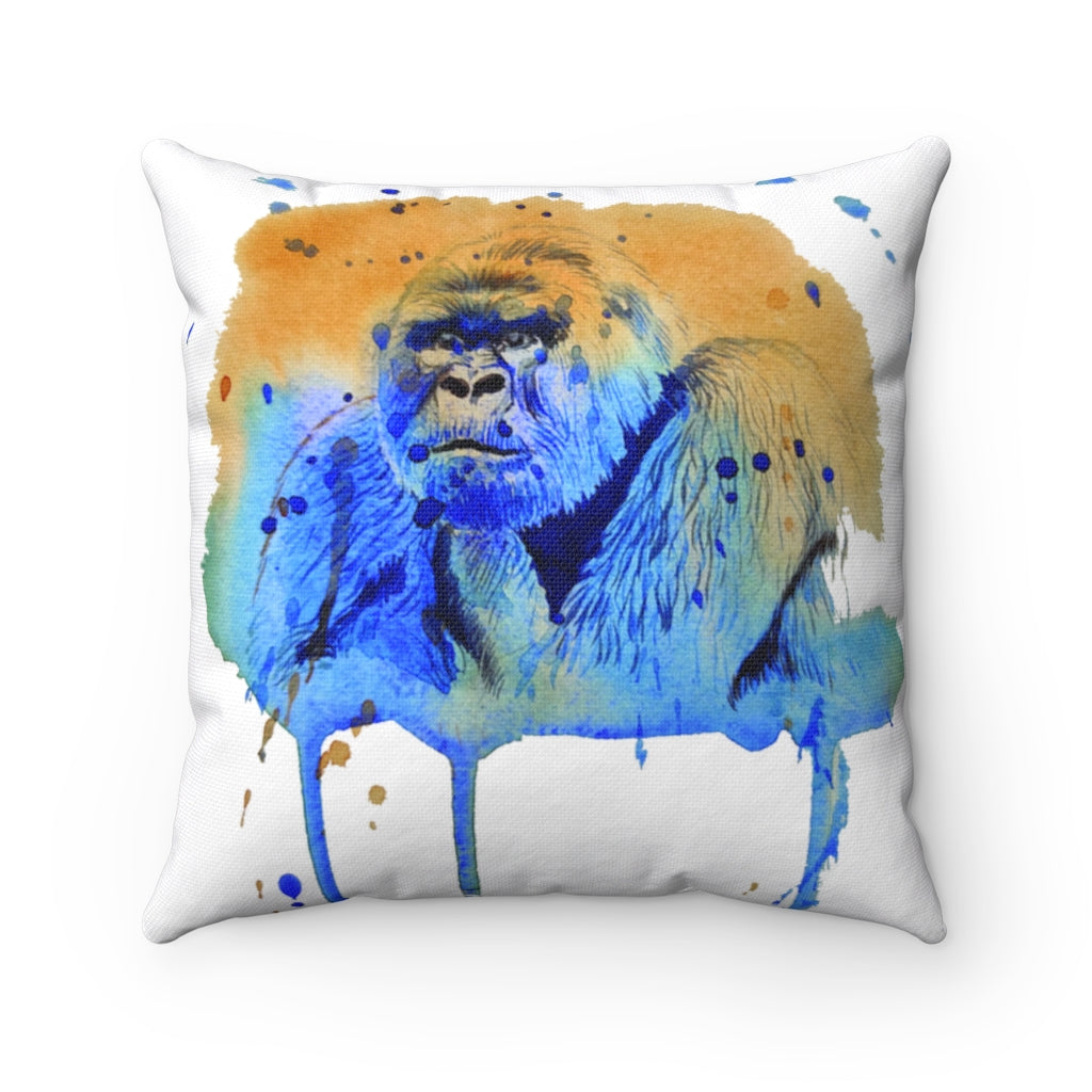 Gorilla Watercolor Spun Polyester Square Pillow