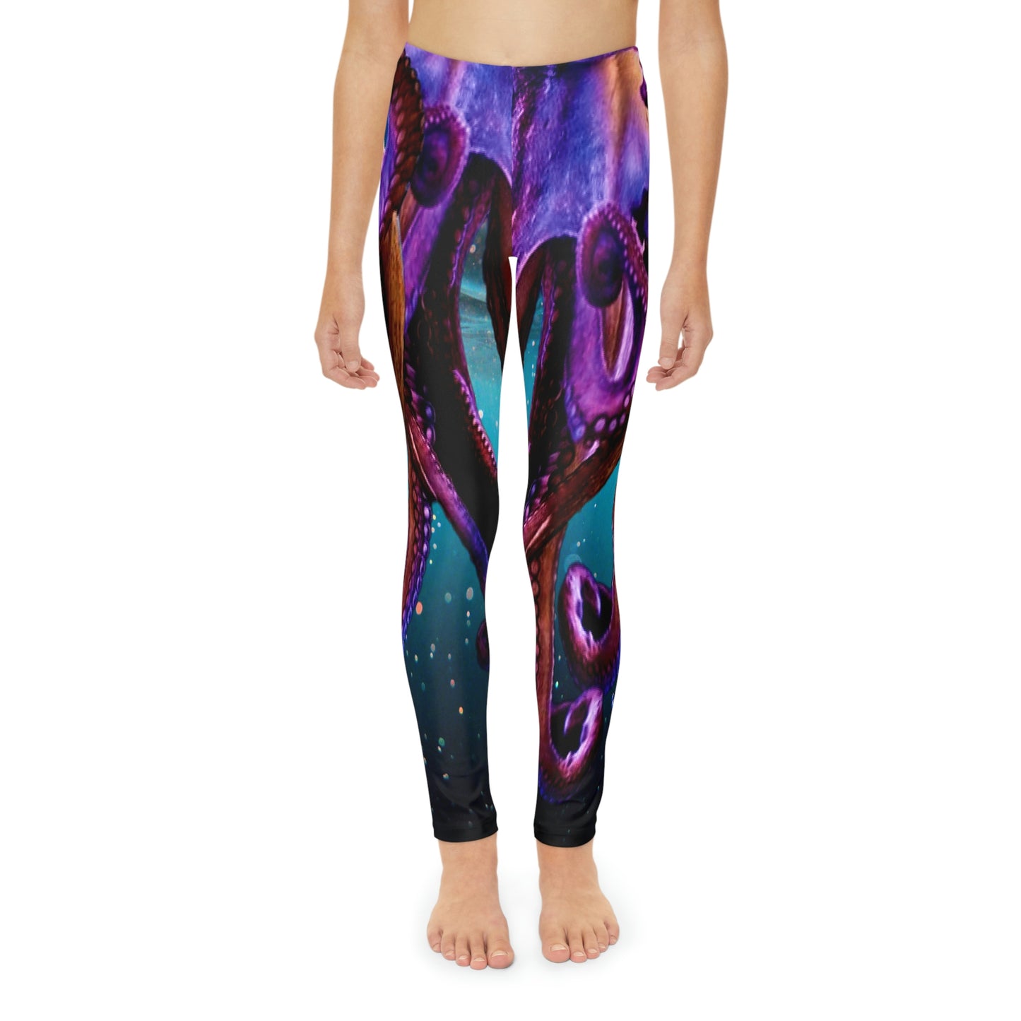 Octopus Beach Youth Leggings, One of a Kind Gift - Unique Workout Activewear tights for kids fitness, Daughter, Niece Christmas Gift